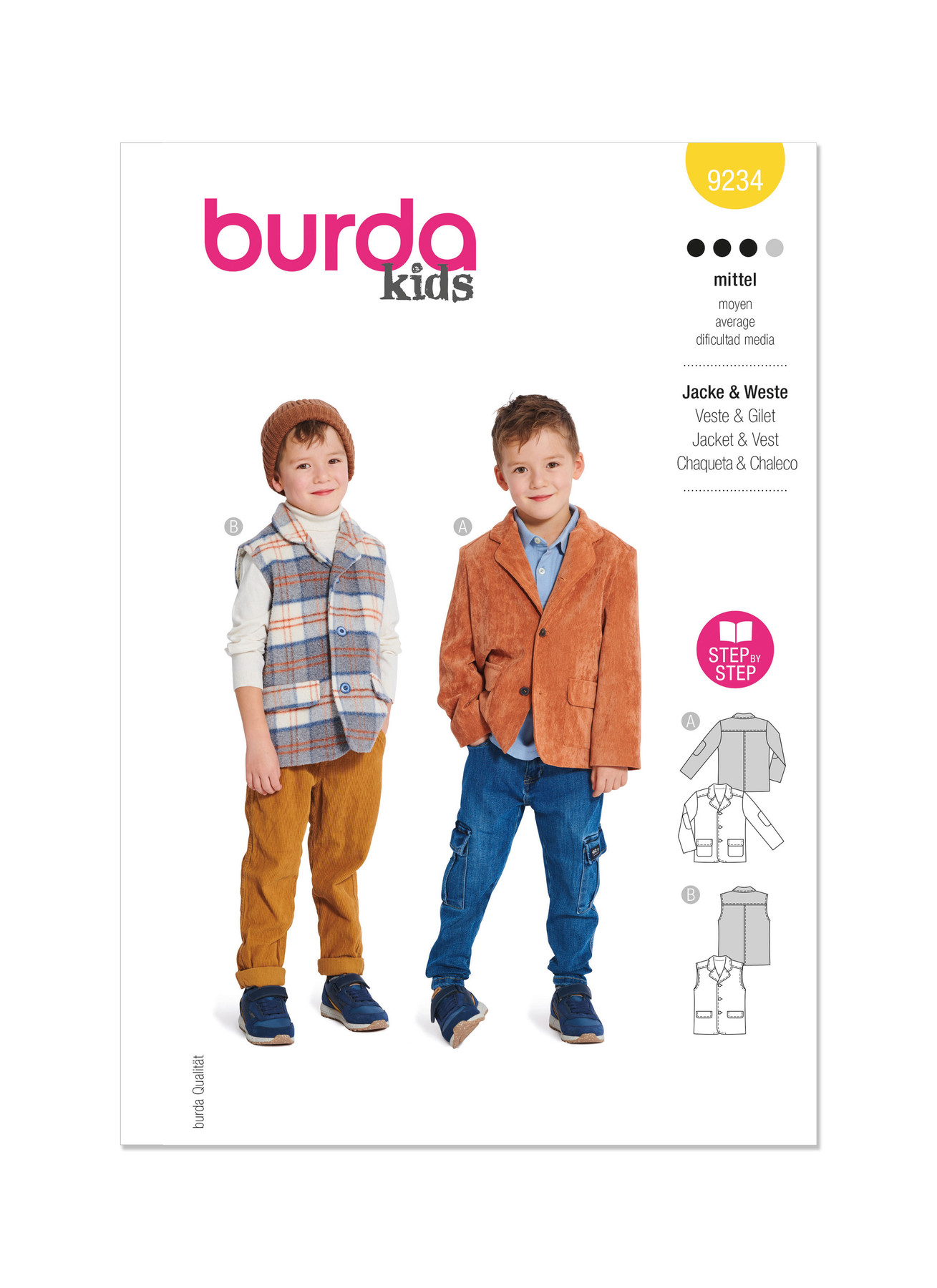 Burda Style Sewing Pattern 9234 Children's Jacket & Waistcoat/Vest (PDF) 1 Burda Style Sewing Pattern 9234 Children's Jacket & Waistcoat/Vest (PDF)