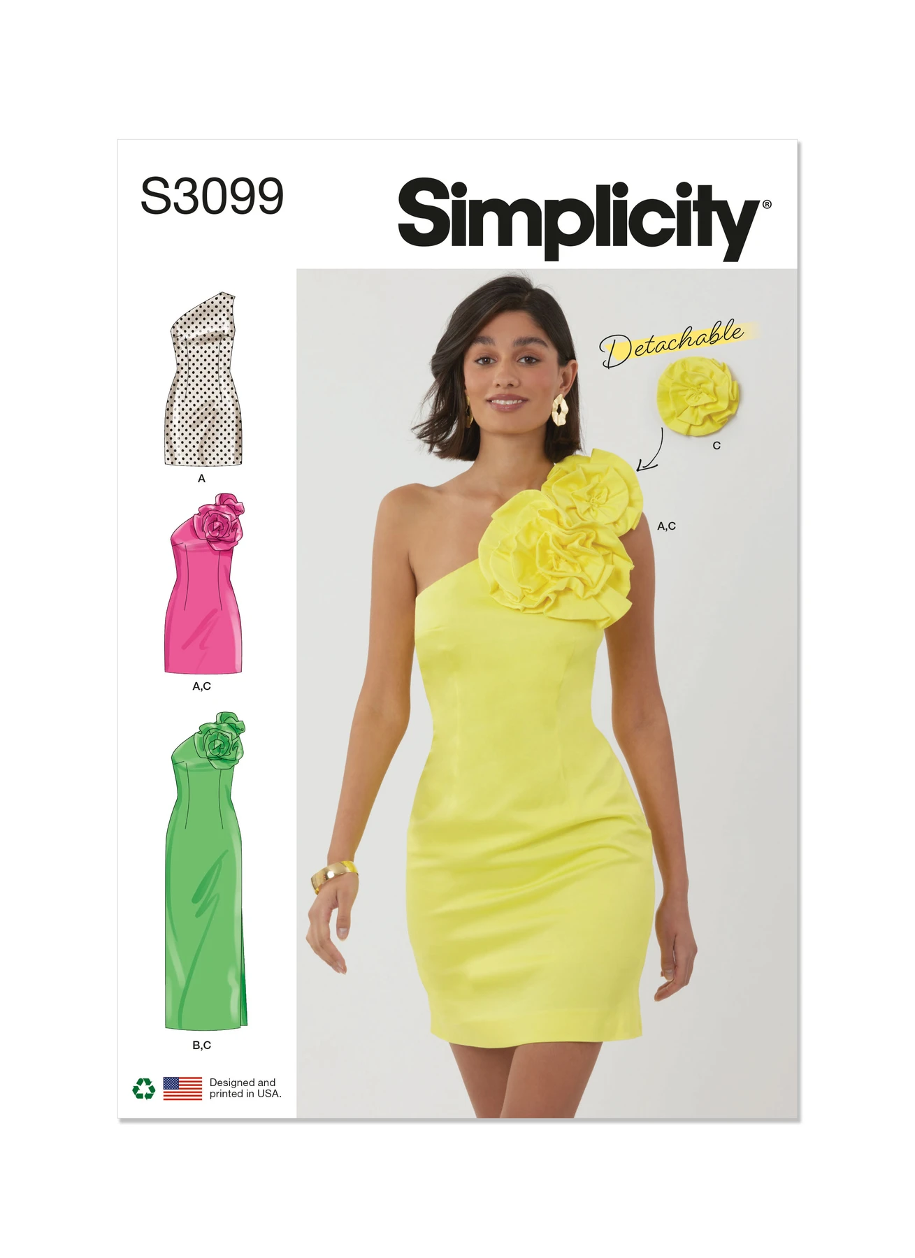 Simplicity Sewing Pattern Misses' and Miss Petite Dress in Two Lengths with Detachable 3D Flowers 1 Simplicity Sewing Pattern Misses' and Miss Petite Dress in Two Lengths with Detachable 3D Flowers