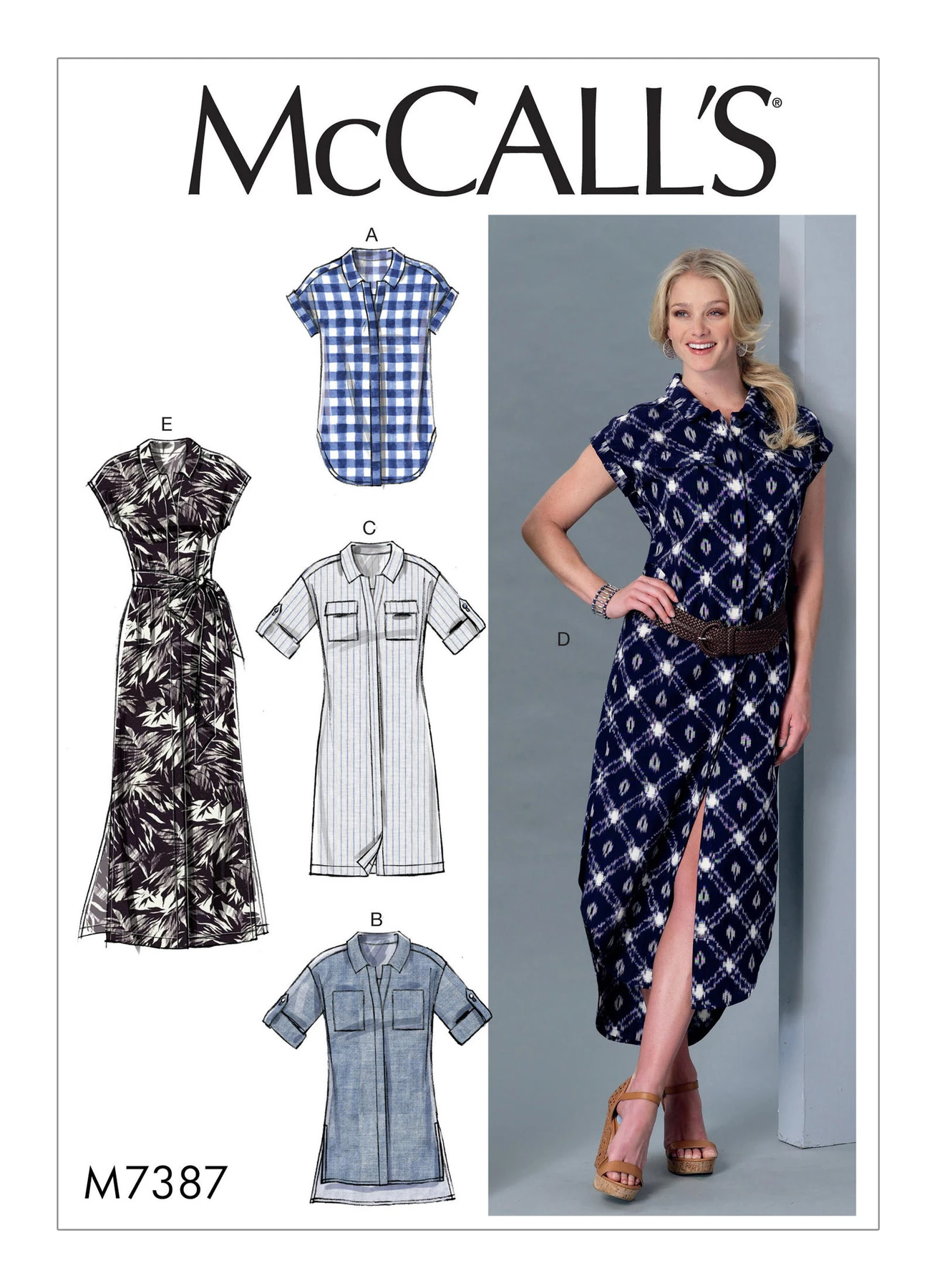 McCall's Sewing Pattern Misses' Button-Down Top, Tunic, Dresses and Belt (PDF) 1 McCall's Sewing Pattern Misses' Button-Down Top, Tunic, Dresses and Belt (PDF)