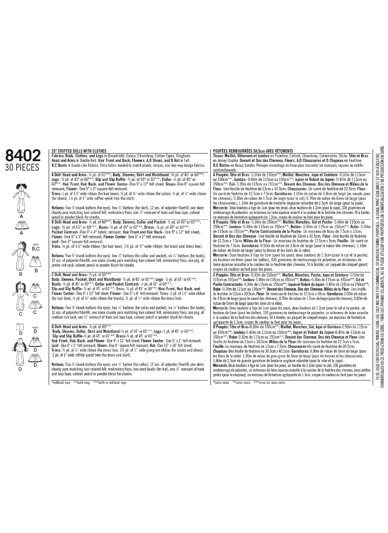Simplicity Sewing Pattern 23" Stuffed Dolls with Clothes 7 Simplicity Sewing Pattern 23" Stuffed Dolls with Clothes