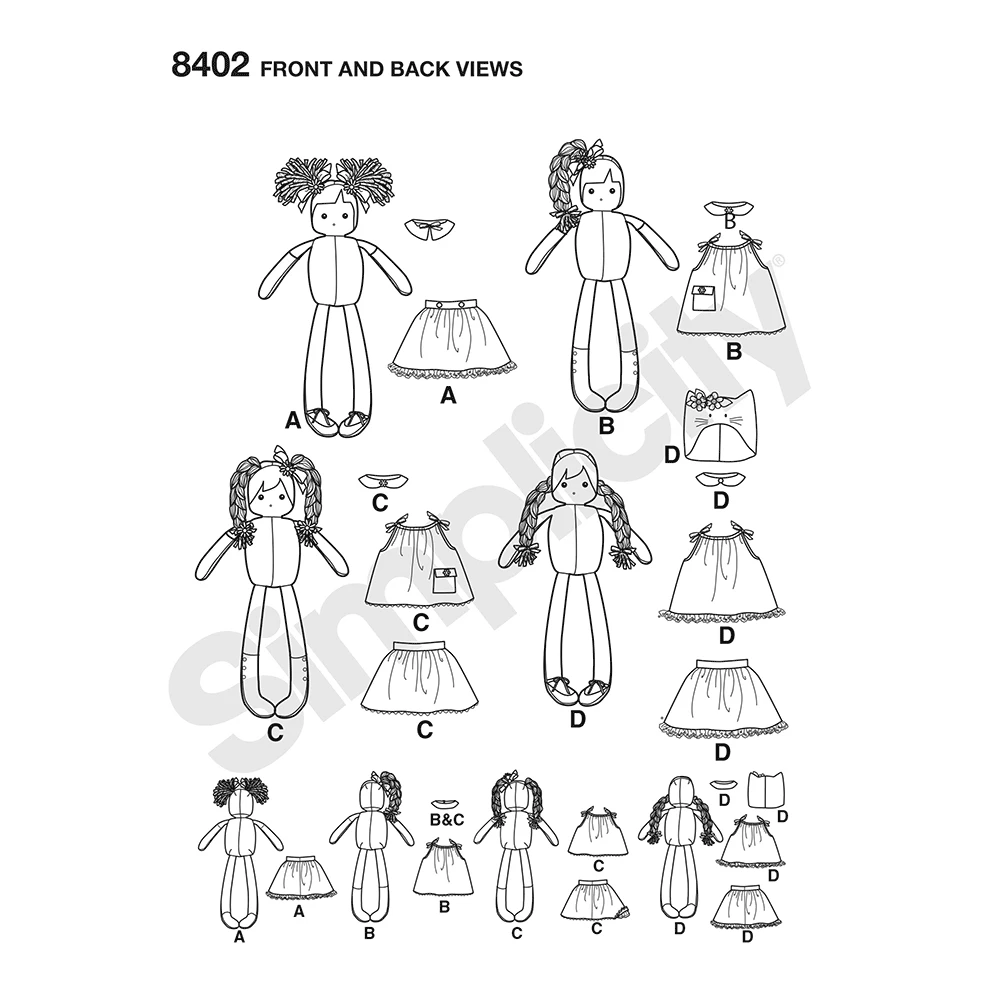 Simplicity Sewing Pattern 23" Stuffed Dolls with Clothes 8 Simplicity Sewing Pattern 23" Stuffed Dolls with Clothes