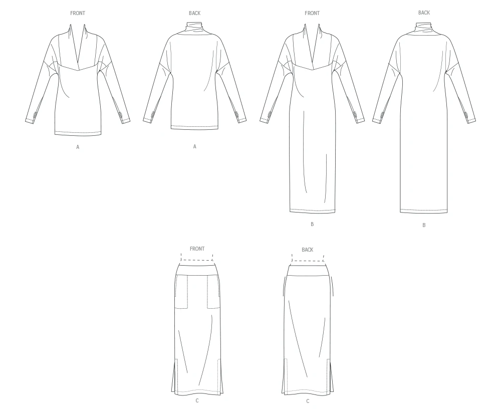 Vogue Patterns Misses' Knit Dress and Top Worn Front and Back and Skirt (PDF) 10 Vogue Patterns Misses' Knit Dress and Top Worn Front and Back and Skirt (PDF)