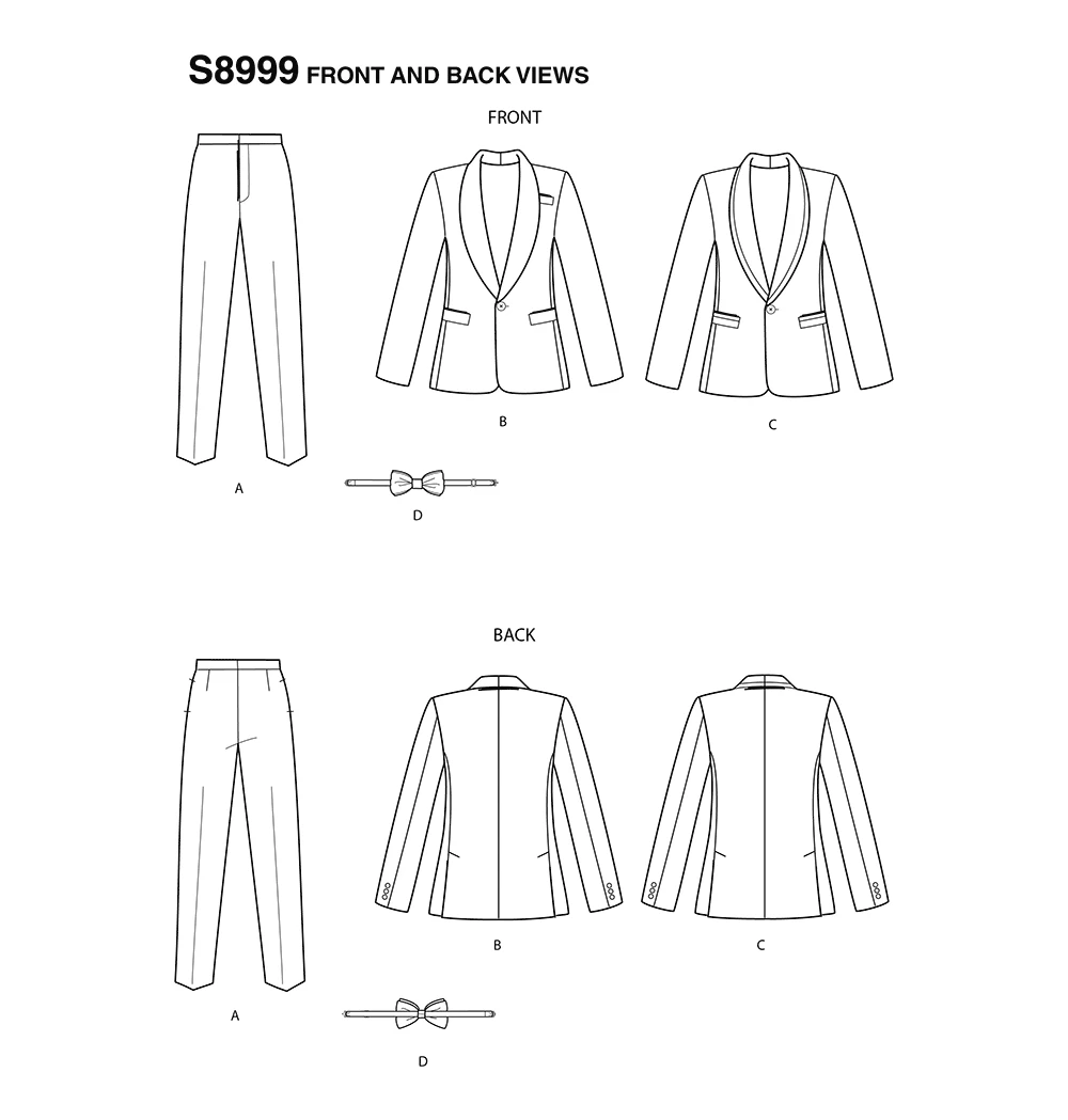 Simplicity Sewing Pattern Men's Tuxedo Jackets, Pants and Bow Tie 6 Simplicity Sewing Pattern Men's Tuxedo Jackets, Pants and Bow Tie