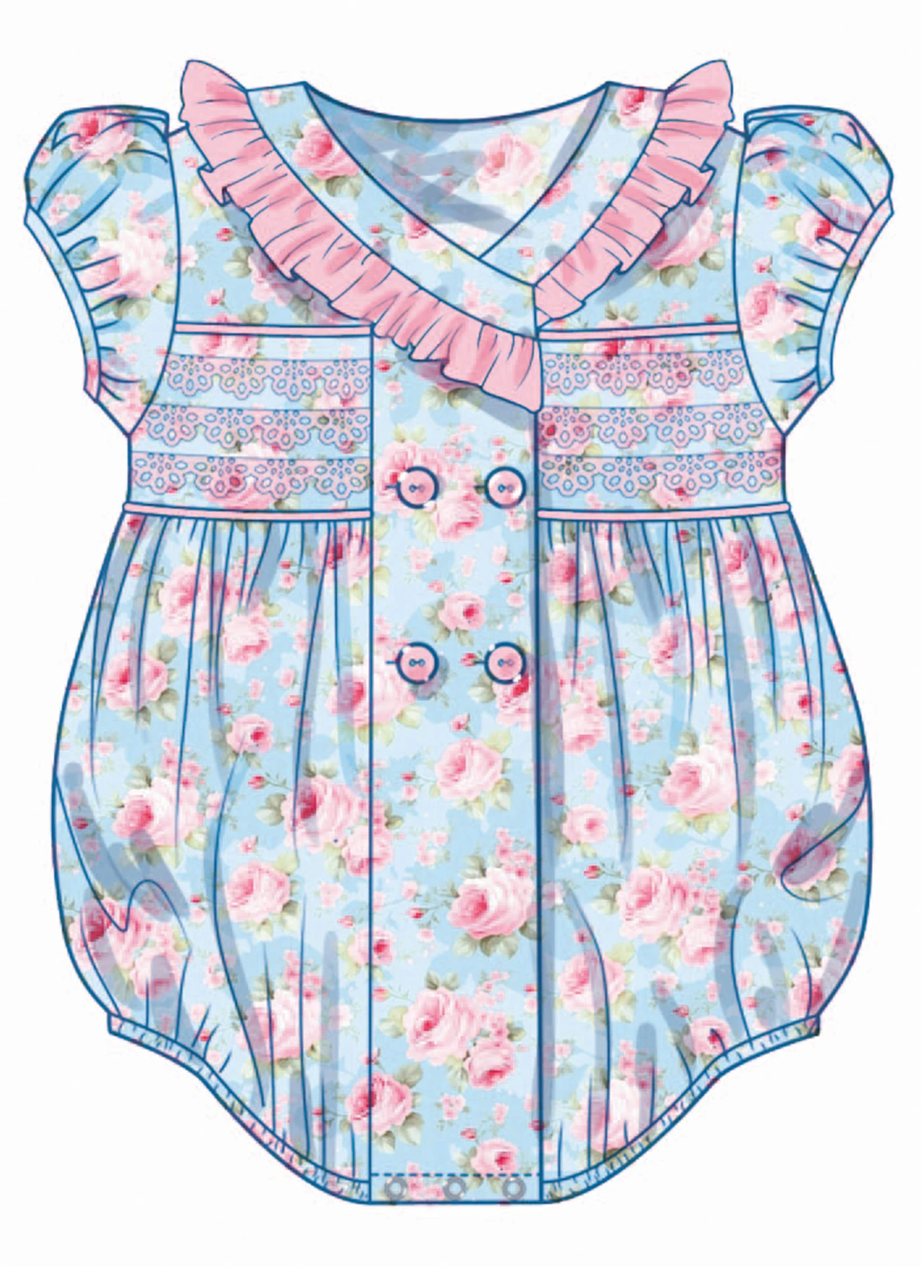 Butterick Sewing Pattern Babies' Romper with Sleeve Variations and Bonnet in sizes S-M-L (PDF) 2 Butterick Sewing Pattern Babies' Romper with Sleeve Variations and Bonnet in sizes S-M-L (PDF)