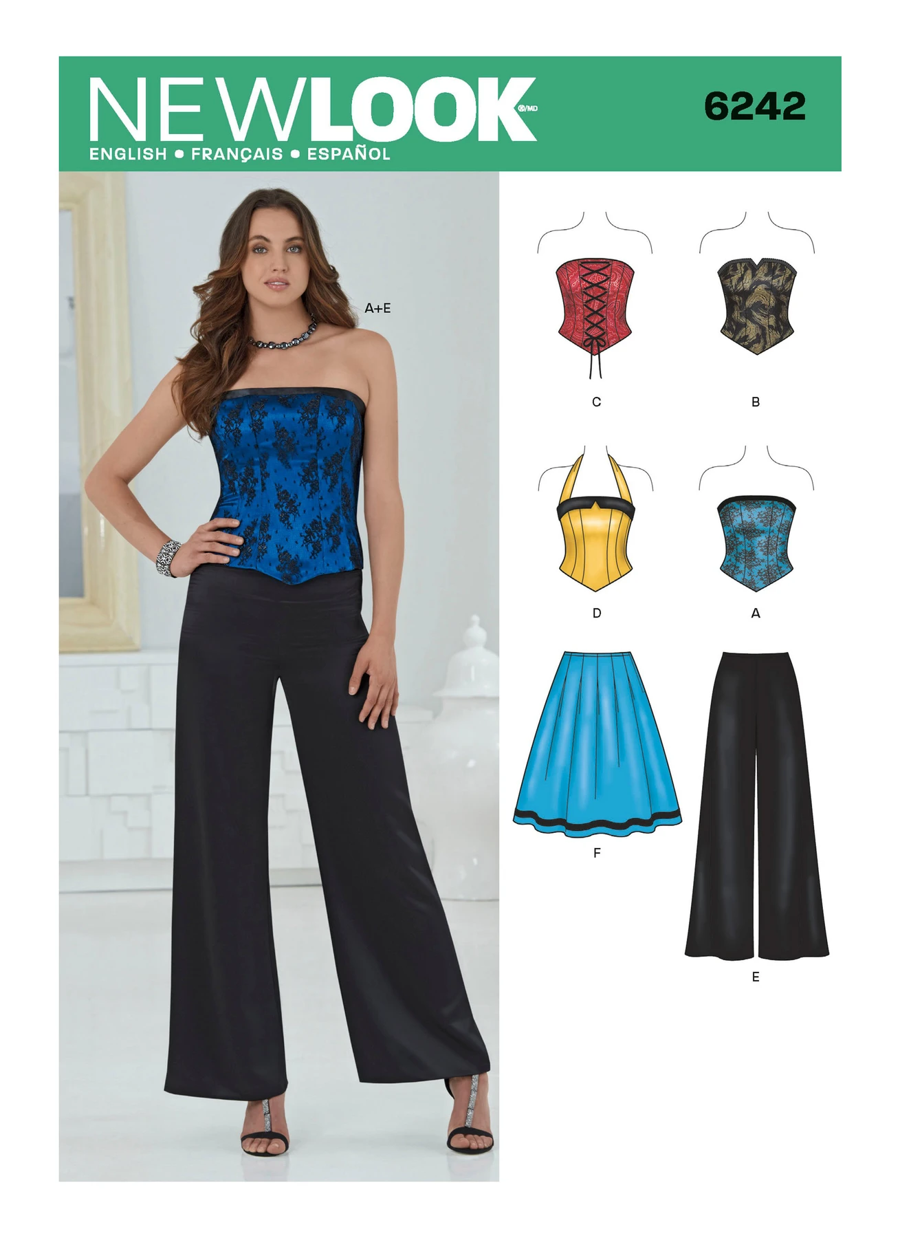 New Look Sewing Pattern Misses' Corset Top, Pants and Skirt 1 New Look Sewing Pattern Misses' Corset Top, Pants and Skirt