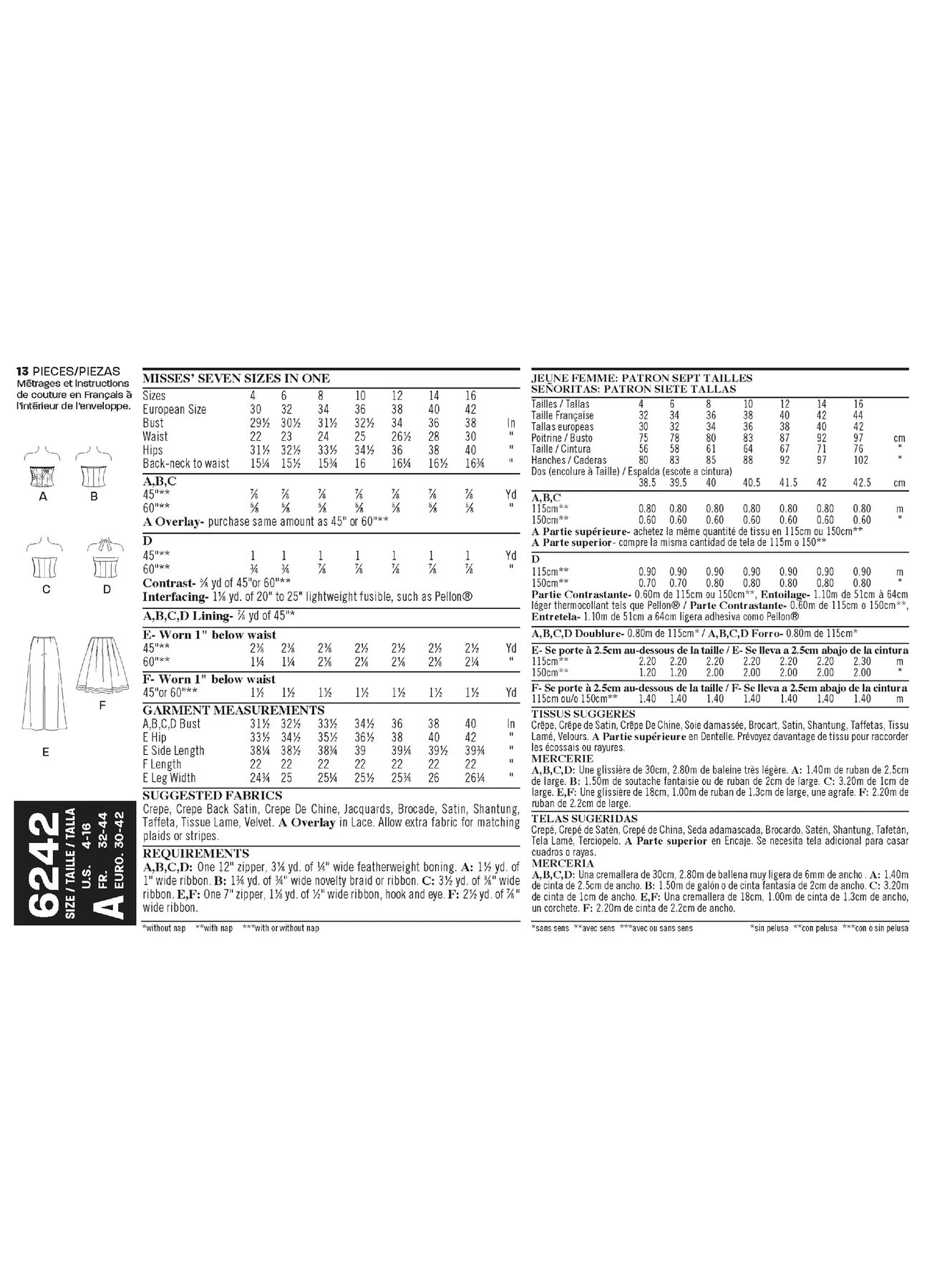 New Look Sewing Pattern Misses' Corset Top, Pants and Skirt 4 New Look Sewing Pattern Misses' Corset Top, Pants and Skirt