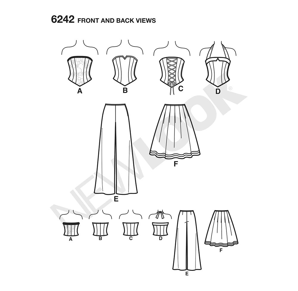 New Look Sewing Pattern Misses' Corset Top, Pants and Skirt 5 New Look Sewing Pattern Misses' Corset Top, Pants and Skirt