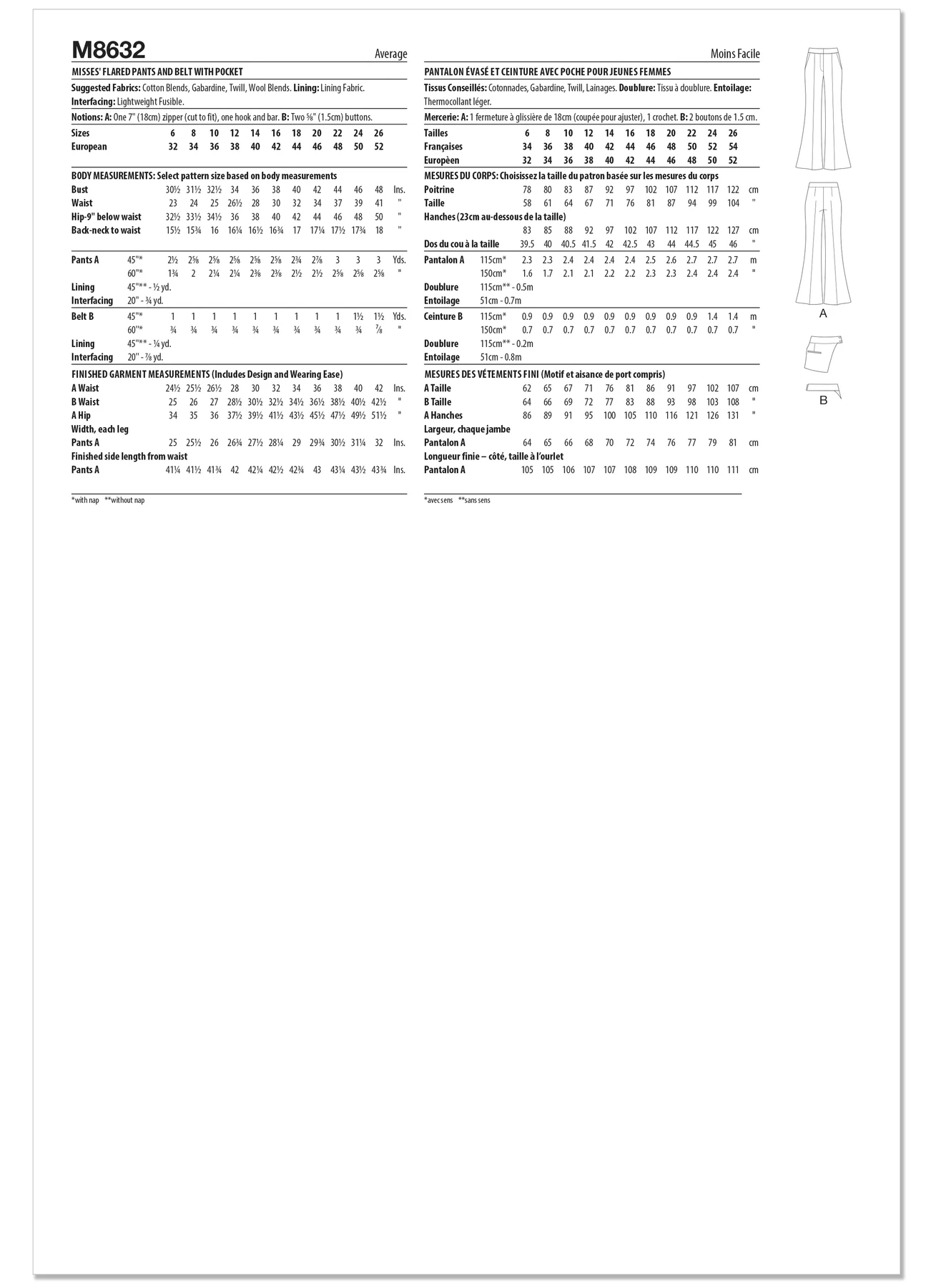 McCall's Sewing Pattern Misses' Flared Pants and Belt with Pocket 6 McCall's Sewing Pattern Misses' Flared Pants and Belt with Pocket