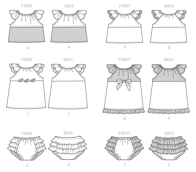 Butterick Sewing Pattern Infants' Ruffled Tops, Dresses and Panties (PDF) 9 Butterick Sewing Pattern Infants' Ruffled Tops, Dresses and Panties (PDF)