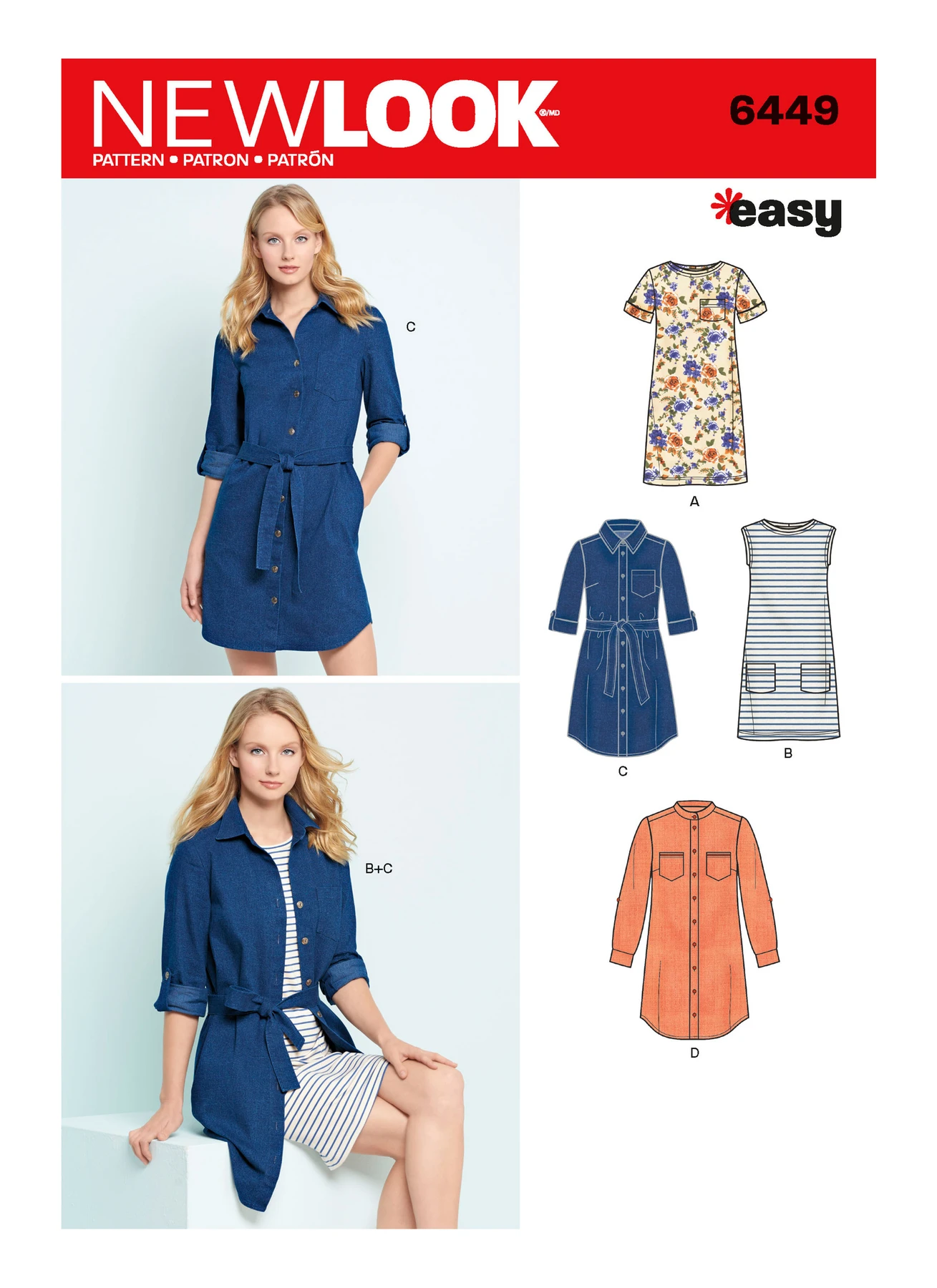 New Look Sewing Pattern Misses' Easy Shirt Dress and Knit Dress 1 New Look Sewing Pattern Misses' Easy Shirt Dress and Knit Dress
