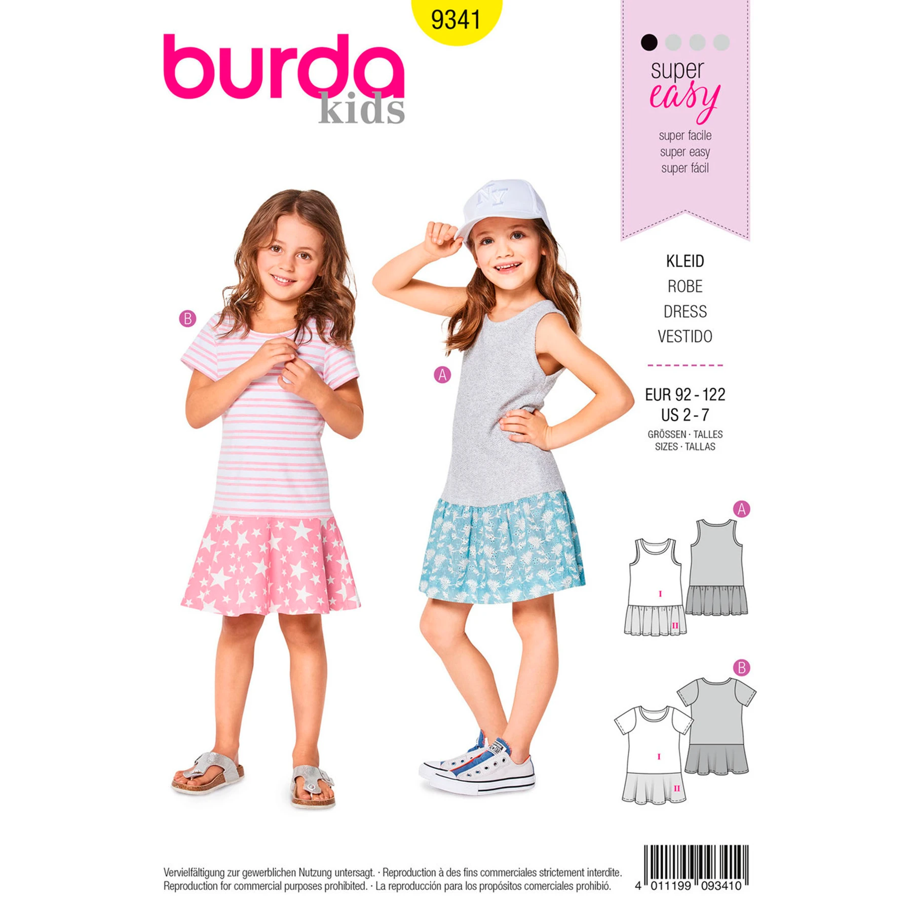 Burda Style Sewing Pattern Child's Summer Jersey Dresses 9 Burda Style Sewing Pattern Child's Summer Jersey Dresses