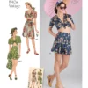 Simplicity Sewing Pattern 1940s Misses' Vintage Skirt, Shorts and Tie Top