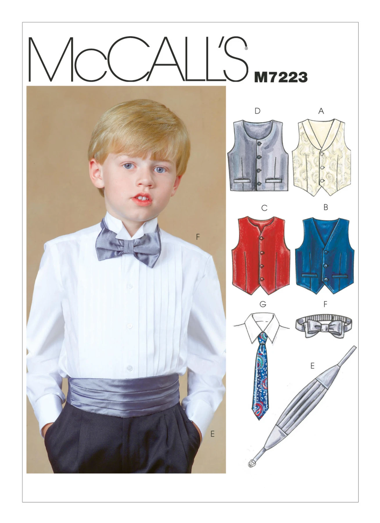 McCall's Sewing Pattern Children's/Boys' Lined Vests, Cummerbund, Bow Tie and Necktie 1 McCall's Sewing Pattern Children's/Boys' Lined Vests, Cummerbund, Bow Tie and Necktie