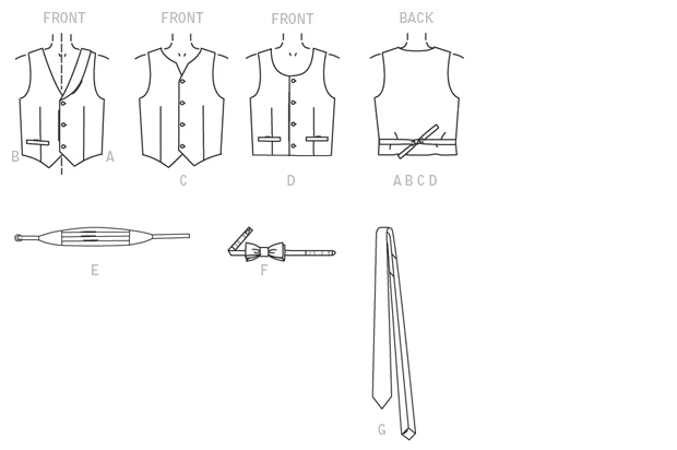 McCall's Sewing Pattern Children's/Boys' Lined Vests, Cummerbund, Bow Tie and Necktie 2 McCall's Sewing Pattern Children's/Boys' Lined Vests, Cummerbund, Bow Tie and Necktie
