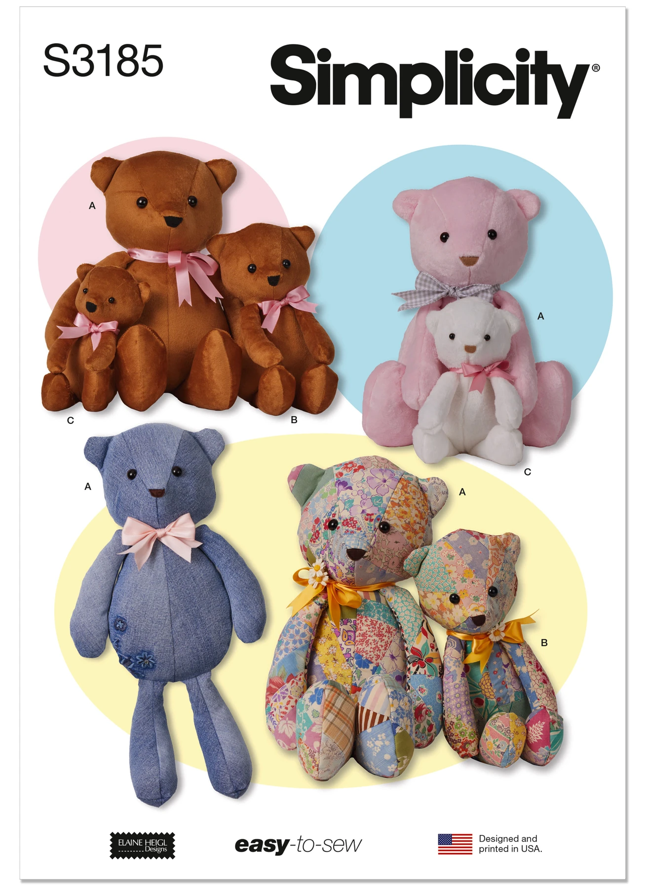 Simplicity Sewing Pattern Floppy Bears in Three Sizes by Elaine Heigl Designs (PDF) 1 Simplicity Sewing Pattern Floppy Bears in Three Sizes by Elaine Heigl Designs (PDF)