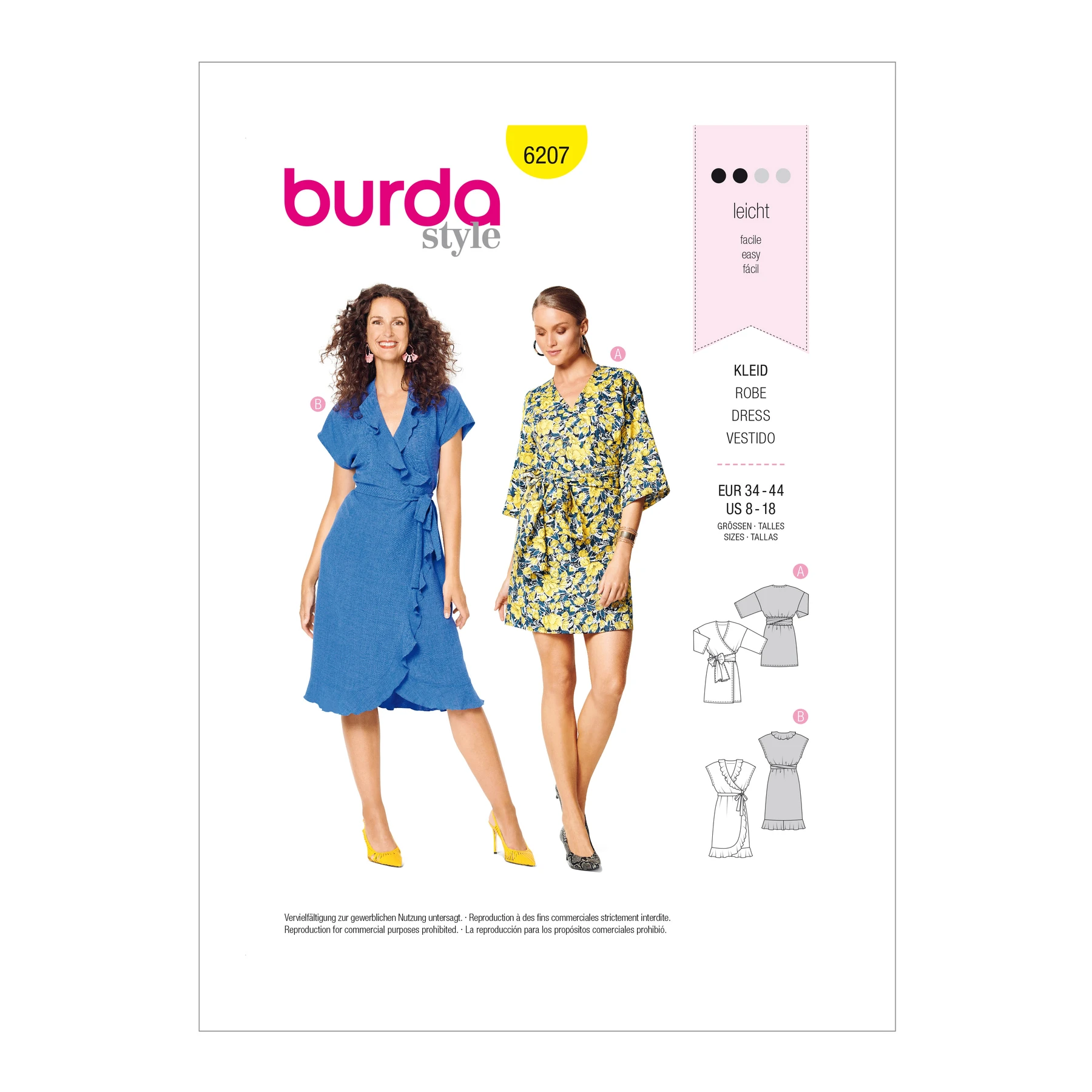 Burda Style Sewing Pattern Misses' Pull-On Dresses with Variations 8 Burda Style Sewing Pattern Misses' Pull-On Dresses with Variations