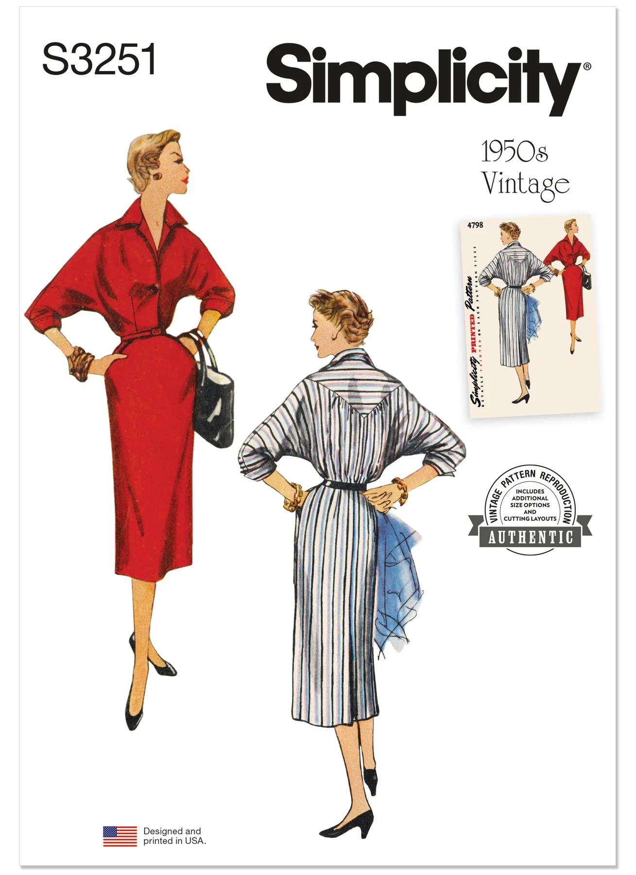 Simplicity Sewing Pattern 1950s Misses' Dolman Sleeve Dress (PDF) 1 Simplicity Sewing Pattern 1950s Misses' Dolman Sleeve Dress (PDF)
