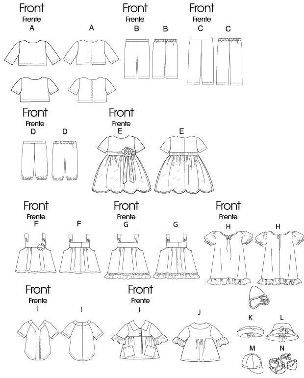 McCall's Sewing Pattern Casual Outfits for 18" Doll 8 McCall's Sewing Pattern Casual Outfits for 18" Doll