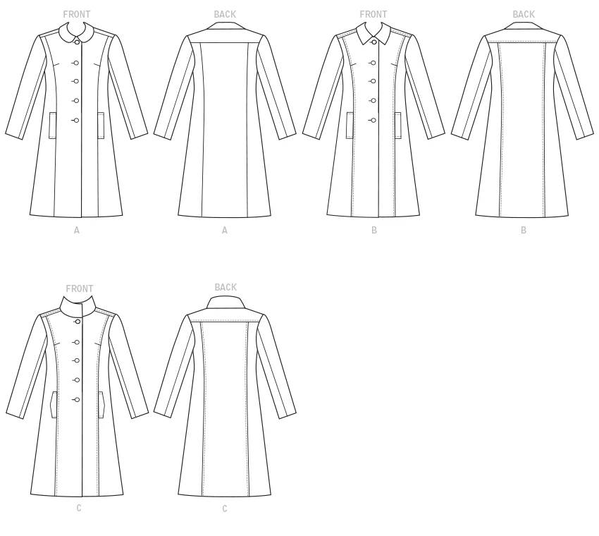 Butterick Sewing Pattern Misses' Funnel-Neck, Peter Pan or Pointed Collar Coats 7 Butterick Sewing Pattern Misses' Funnel-Neck, Peter Pan or Pointed Collar Coats