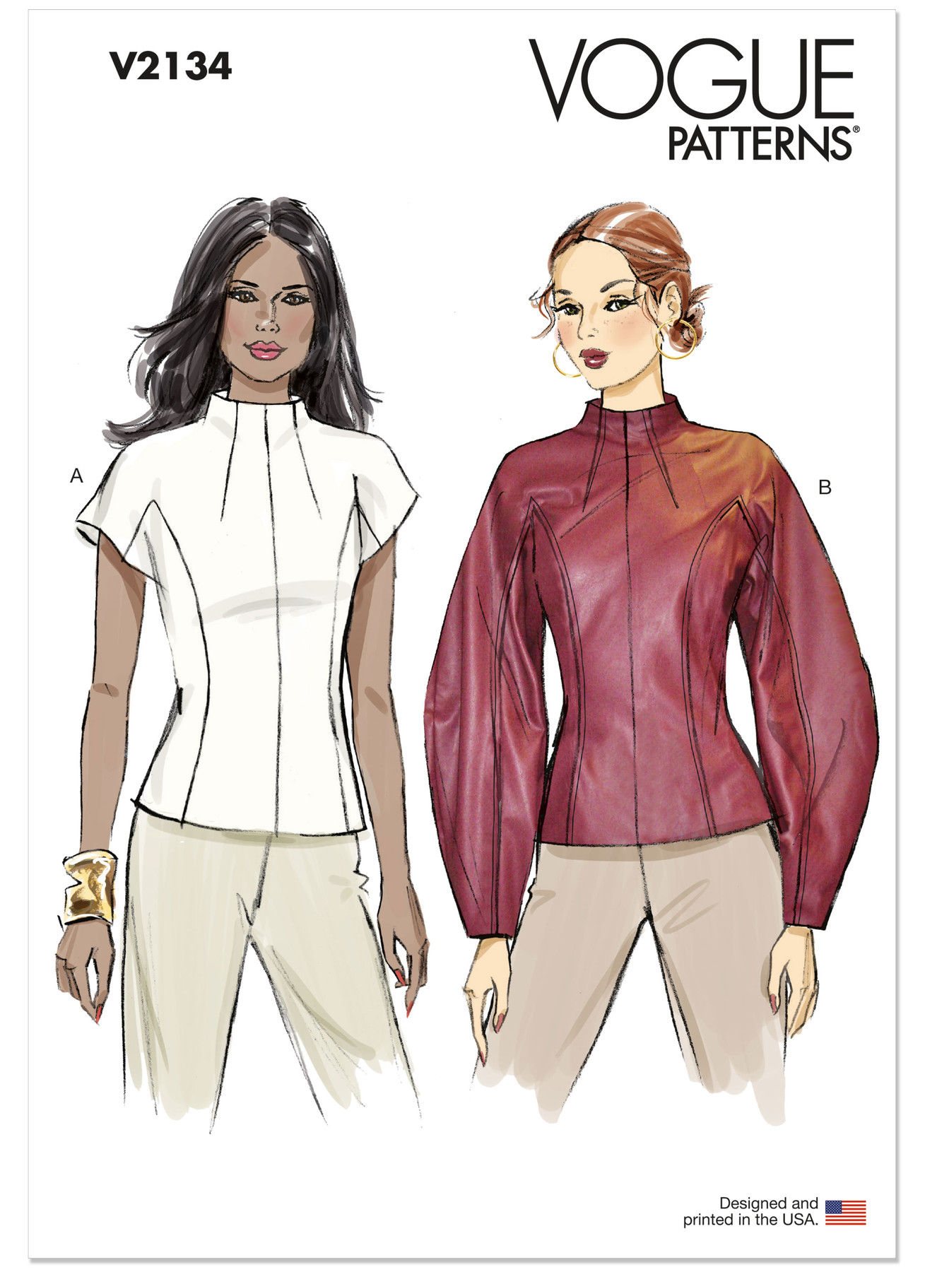 Vogue Patterns Misses' and Miss Petite Top with Sleeve Variations 1 Vogue Patterns Misses' and Miss Petite Top with Sleeve Variations