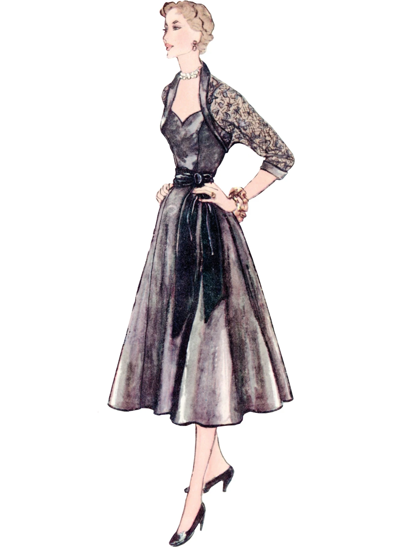 Simplicity Sewing Pattern 1950s Misses' Afternoon and Evening Dress and Bolero 3 Simplicity Sewing Pattern 1950s Misses' Afternoon and Evening Dress and Bolero
