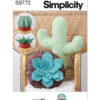Simplicity Sewing Pattern Decorative Succulent and Cactus Plush Pillows by Carla Reiss Design