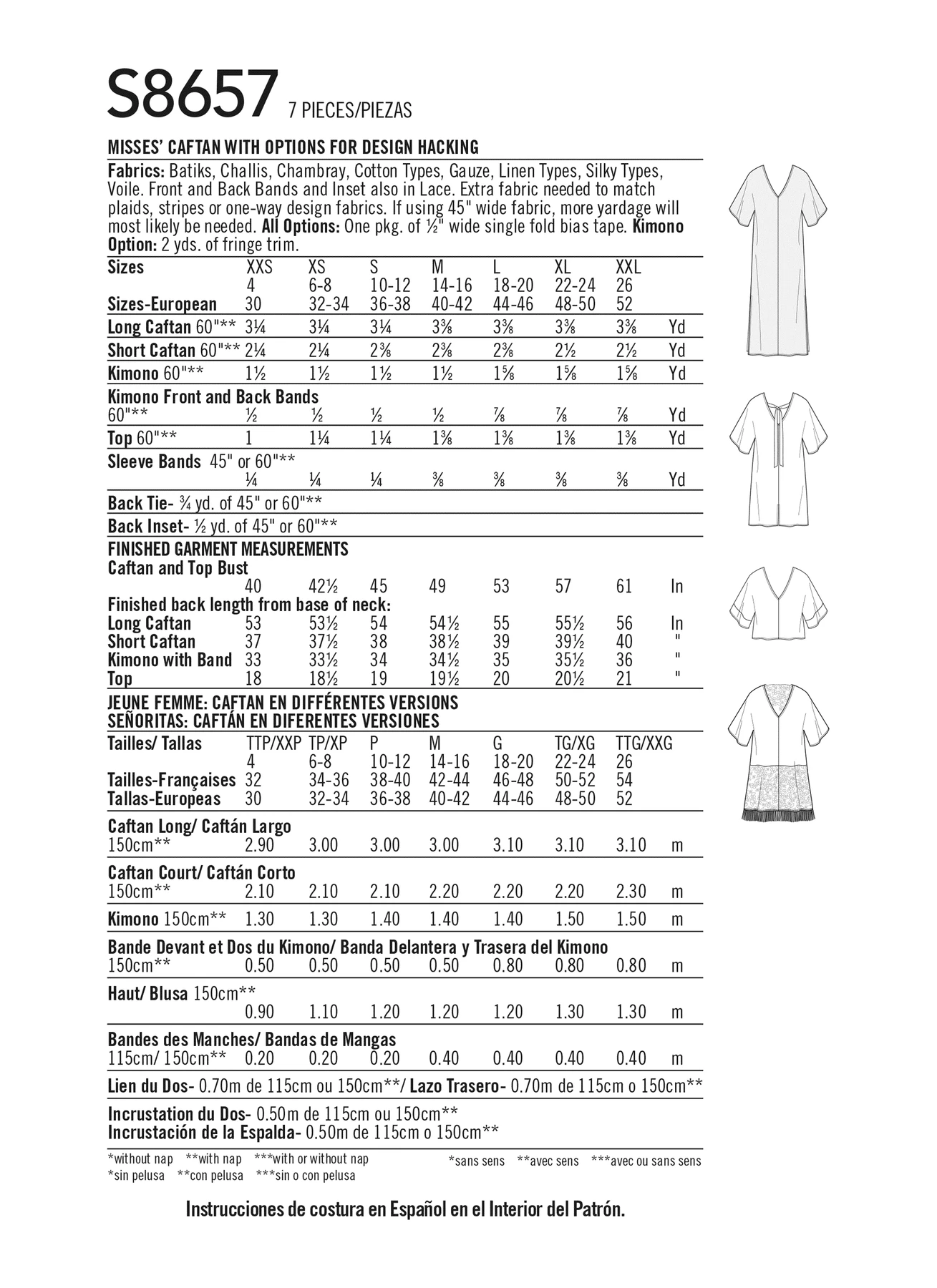 Simplicity Sewing Pattern Misses' Caftan with Options for Design Hacking 3 Simplicity Sewing Pattern Misses' Caftan with Options for Design Hacking