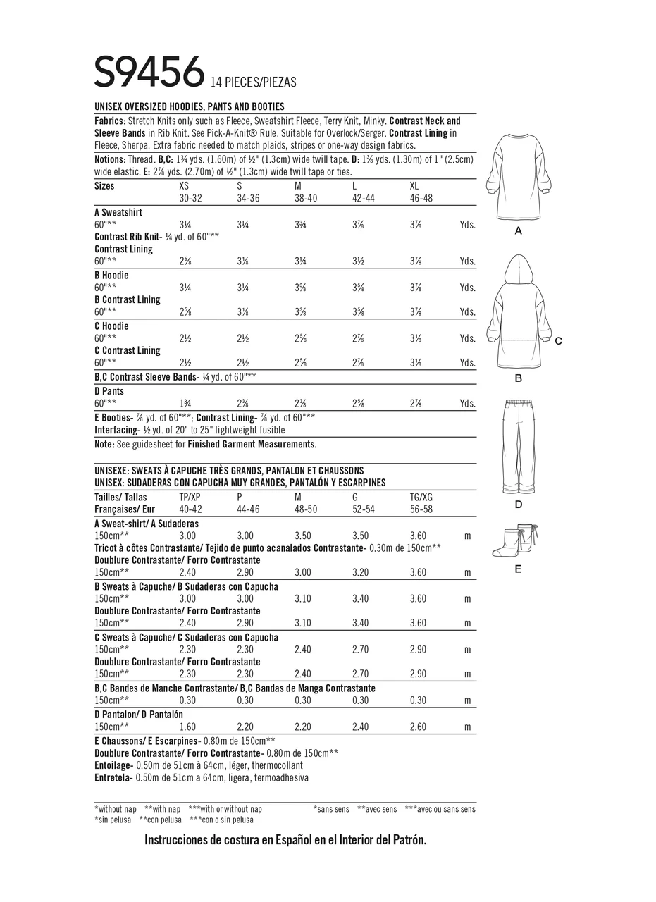 Simplicity Sewing Pattern Unisex Oversized Hoodies, Pants and Booties (PDF) 15 Simplicity Sewing Pattern Unisex Oversized Hoodies, Pants and Booties (PDF)