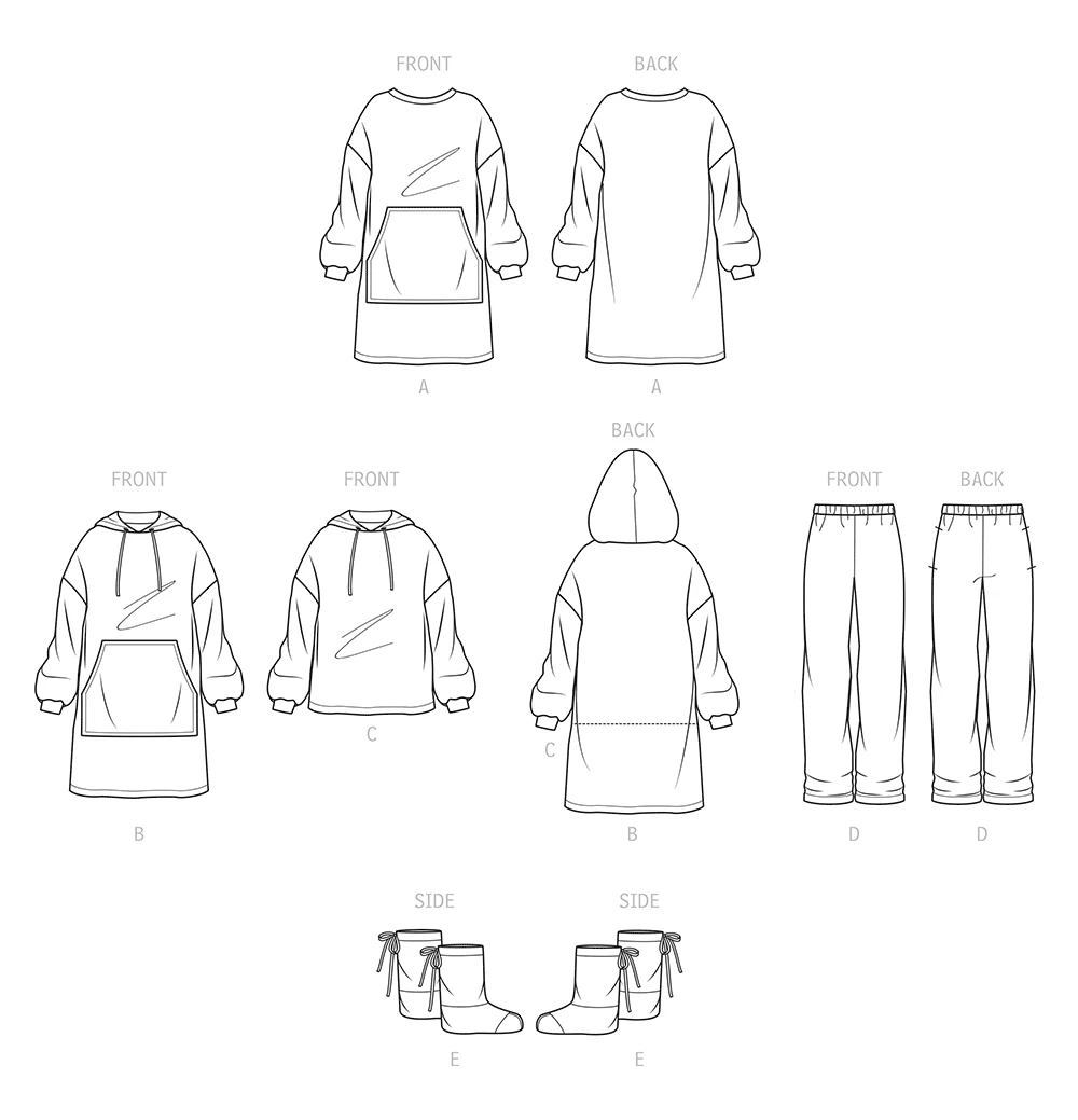 Simplicity Sewing Pattern Unisex Oversized Hoodies, Pants and Booties (PDF) 16 Simplicity Sewing Pattern Unisex Oversized Hoodies, Pants and Booties (PDF)
