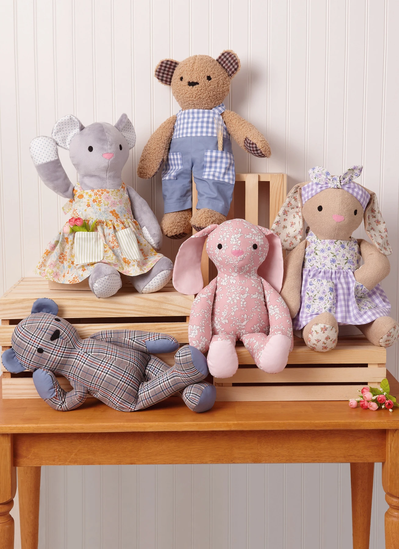 McCall's Sewing Pattern Plush Bear, Bunny and Mouse with Clothes and Headband 2 McCall's Sewing Pattern Plush Bear, Bunny and Mouse with Clothes and Headband