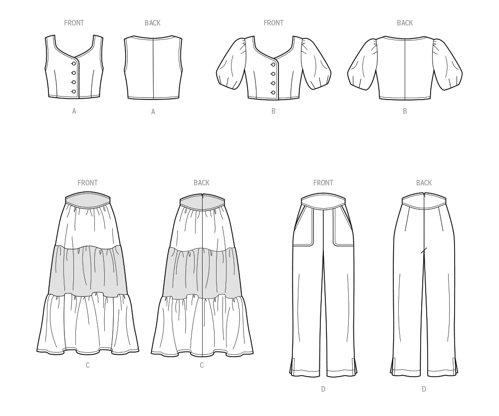 Simplicity Sewing Pattern Misses' Tops, Skirt and Pants (PDF) 9 Simplicity Sewing Pattern Misses' Tops, Skirt and Pants (PDF)