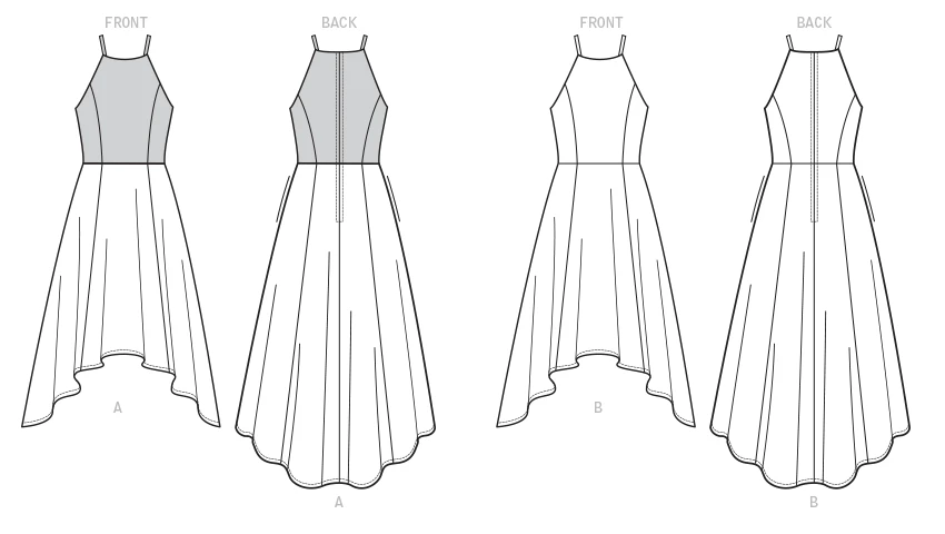 Vogue Patterns Misses' Princess Seam High-Low Dresses with Pockets 6 Vogue Patterns Misses' Princess Seam High-Low Dresses with Pockets