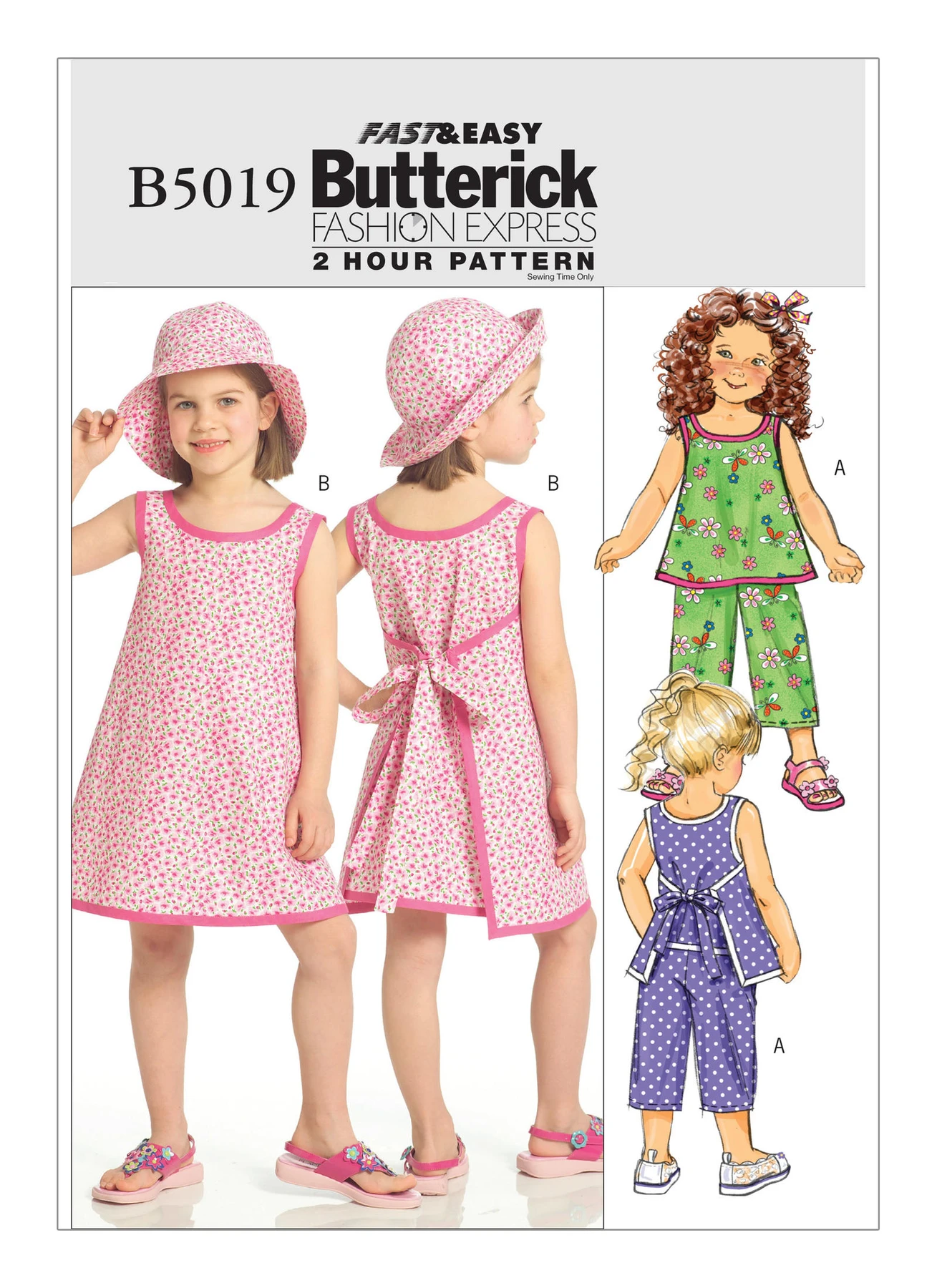 Butterick Sewing Pattern Children's/Girls' Wrap Top, Dress, Pants and Bucket Hat (PDF) 1 Butterick Sewing Pattern Children's/Girls' Wrap Top, Dress, Pants and Bucket Hat (PDF)