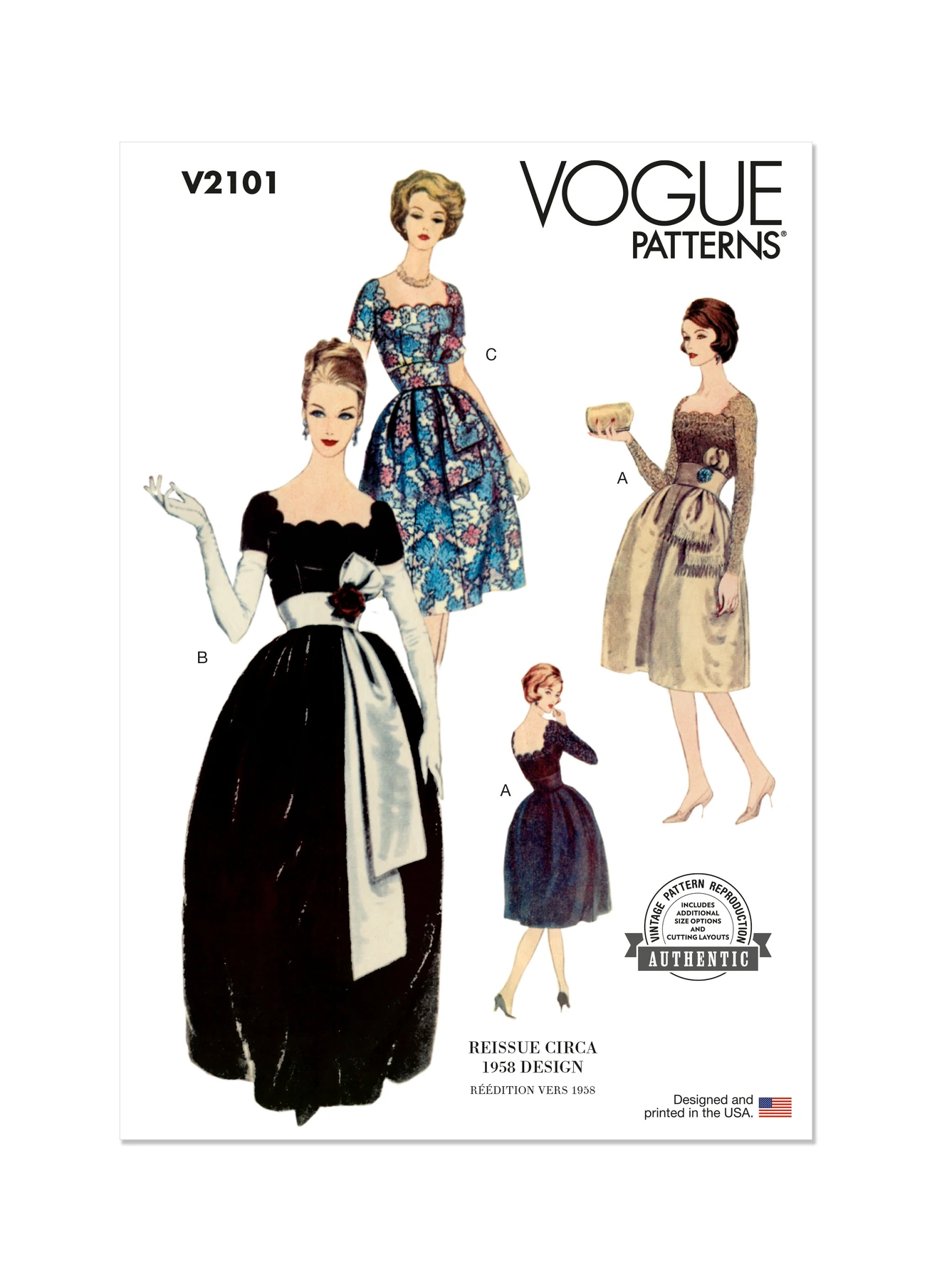 Vogue Patterns 1950s Misses' Dress with Belt and Sash 1 Vogue Patterns 1950s Misses' Dress with Belt and Sash