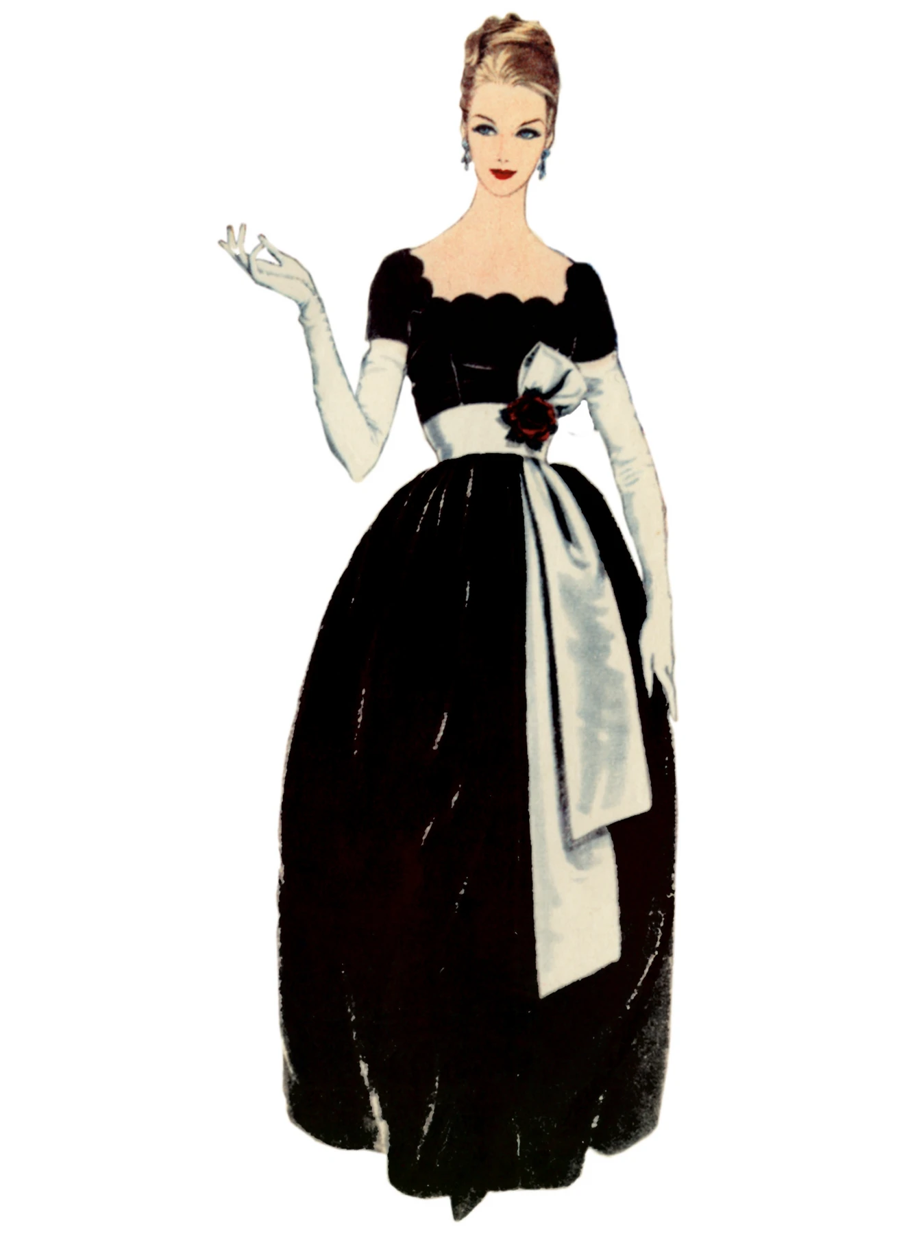 Vogue Patterns 1950s Misses' Dress with Belt and Sash 3 Vogue Patterns 1950s Misses' Dress with Belt and Sash