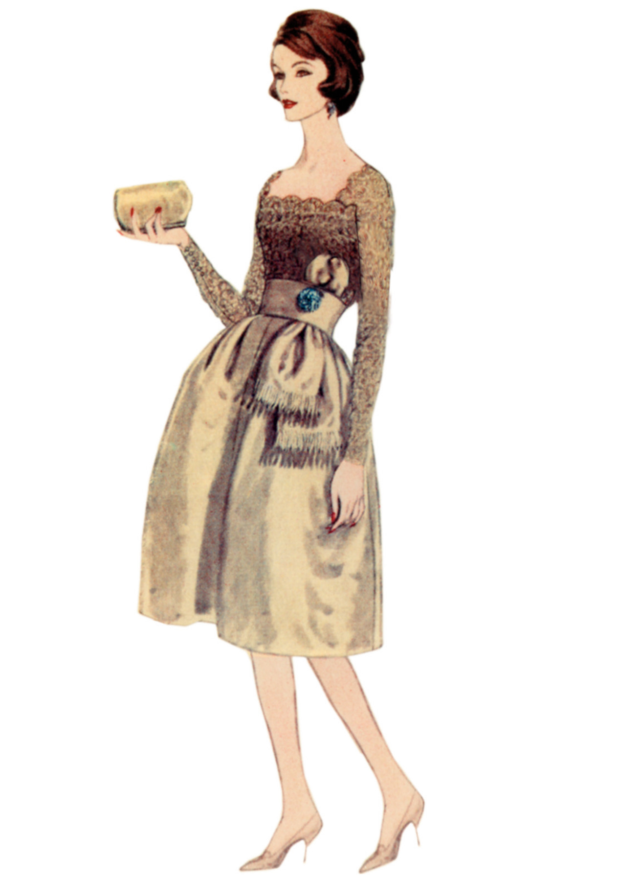 Vogue Patterns 1950s Misses' Dress with Belt and Sash 4 Vogue Patterns 1950s Misses' Dress with Belt and Sash