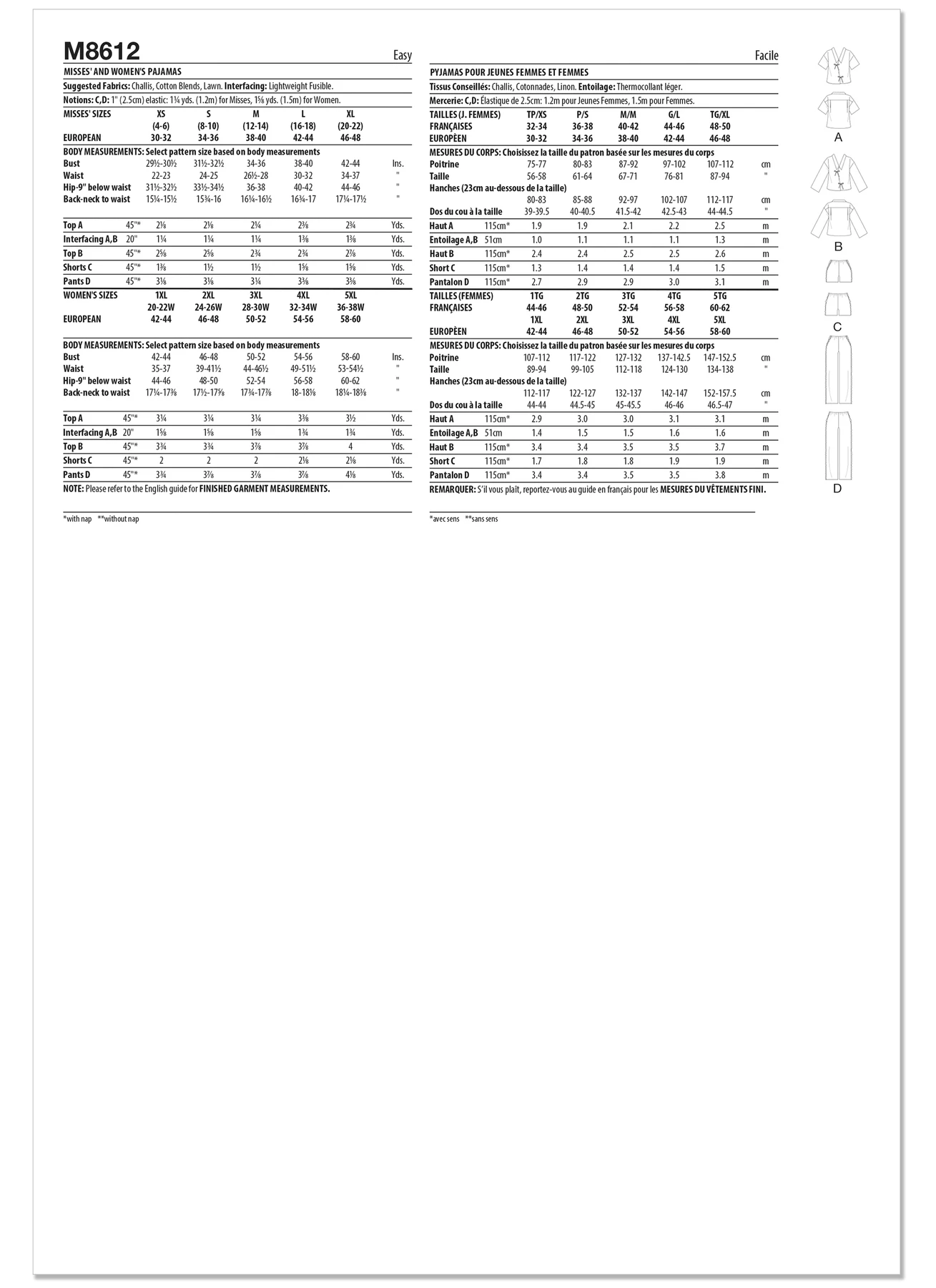 McCall's Sewing Pattern Misses' and Women's Pajamas 13 McCall's Sewing Pattern Misses' and Women's Pajamas
