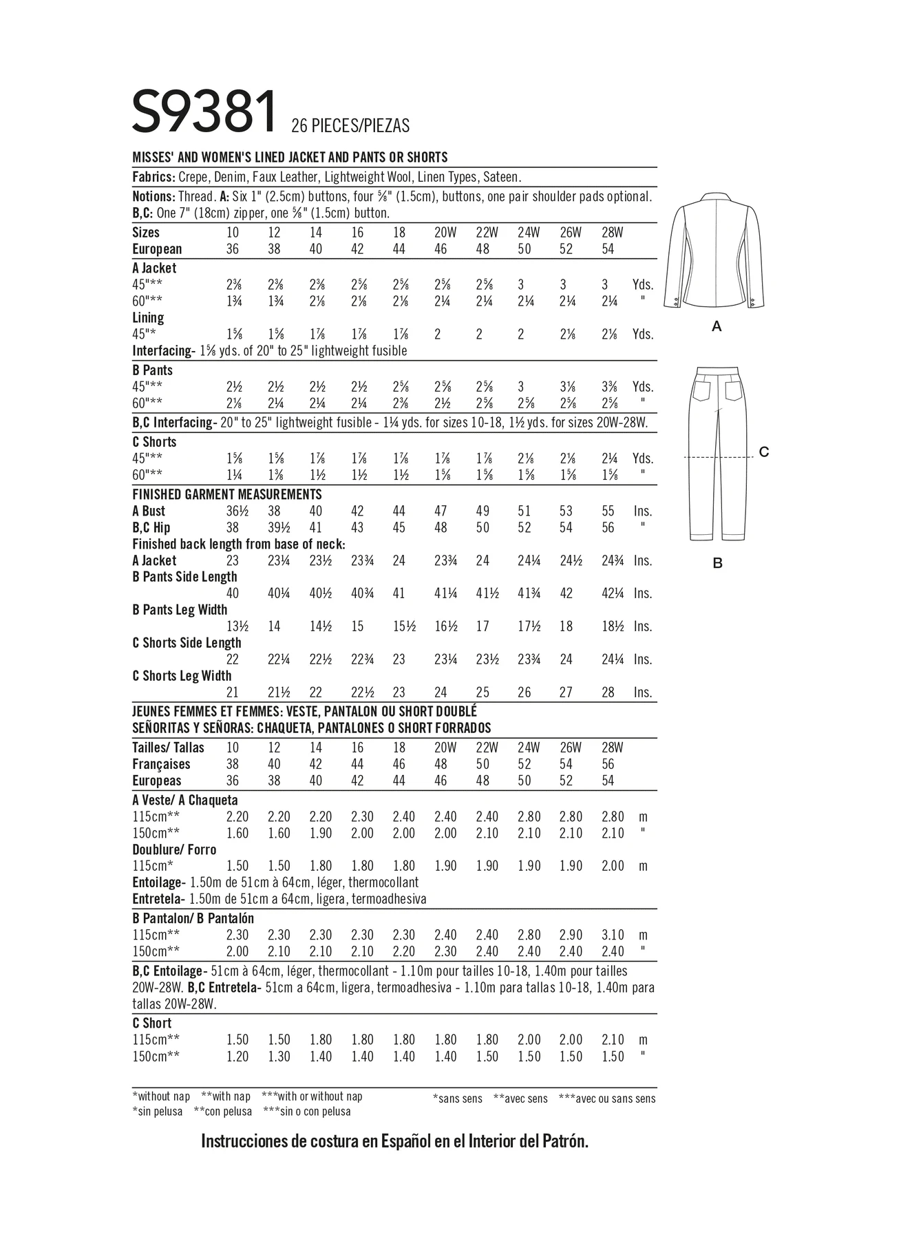 Simplicity Sewing Pattern Misses' & Women's Lined Jacket, Pants and Shorts (PDF) 7 Simplicity Sewing Pattern Misses' & Women's Lined Jacket, Pants and Shorts (PDF)
