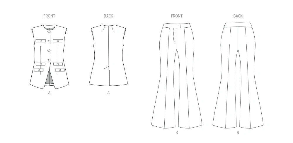 Butterick Sewing Pattern Misses' Vest and Pants 8 Butterick Sewing Pattern Misses' Vest and Pants
