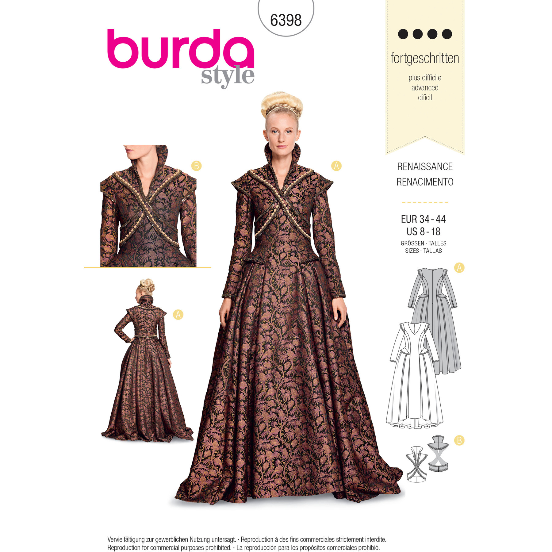 Burda Style Sewing Pattern Misses' Renaissance Dress