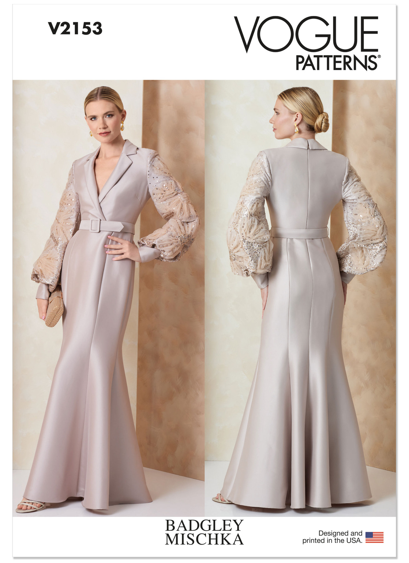 Vogue Patterns Misses' Evening Gown with Embellished Sleeves and Belt by Badgley Mischka 1 Vogue Patterns Misses' Evening Gown with Embellished Sleeves and Belt by Badgley Mischka