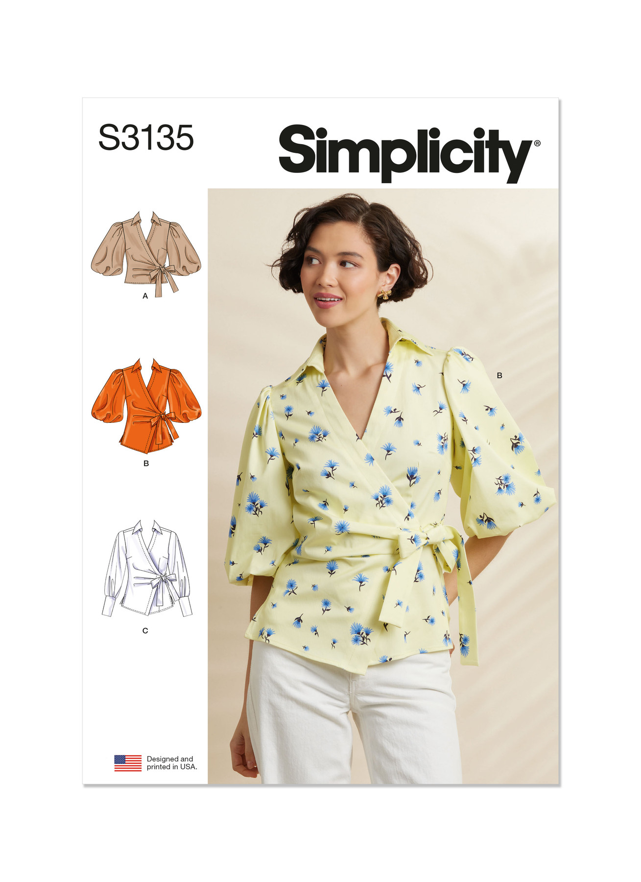 Simplicity Sewing Pattern Misses' Wrap Top with Sleeve Variations (PDF) 1 Simplicity Sewing Pattern Misses' Wrap Top with Sleeve Variations (PDF)