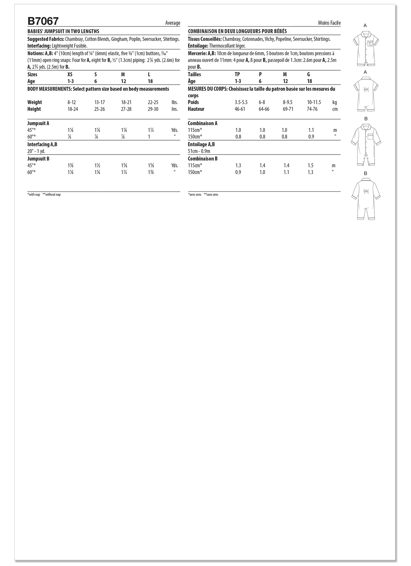 Butterick Sewing Pattern Babies Jumpsuit in Two Lengths (PDF) 5 Butterick Sewing Pattern Babies Jumpsuit in Two Lengths (PDF)