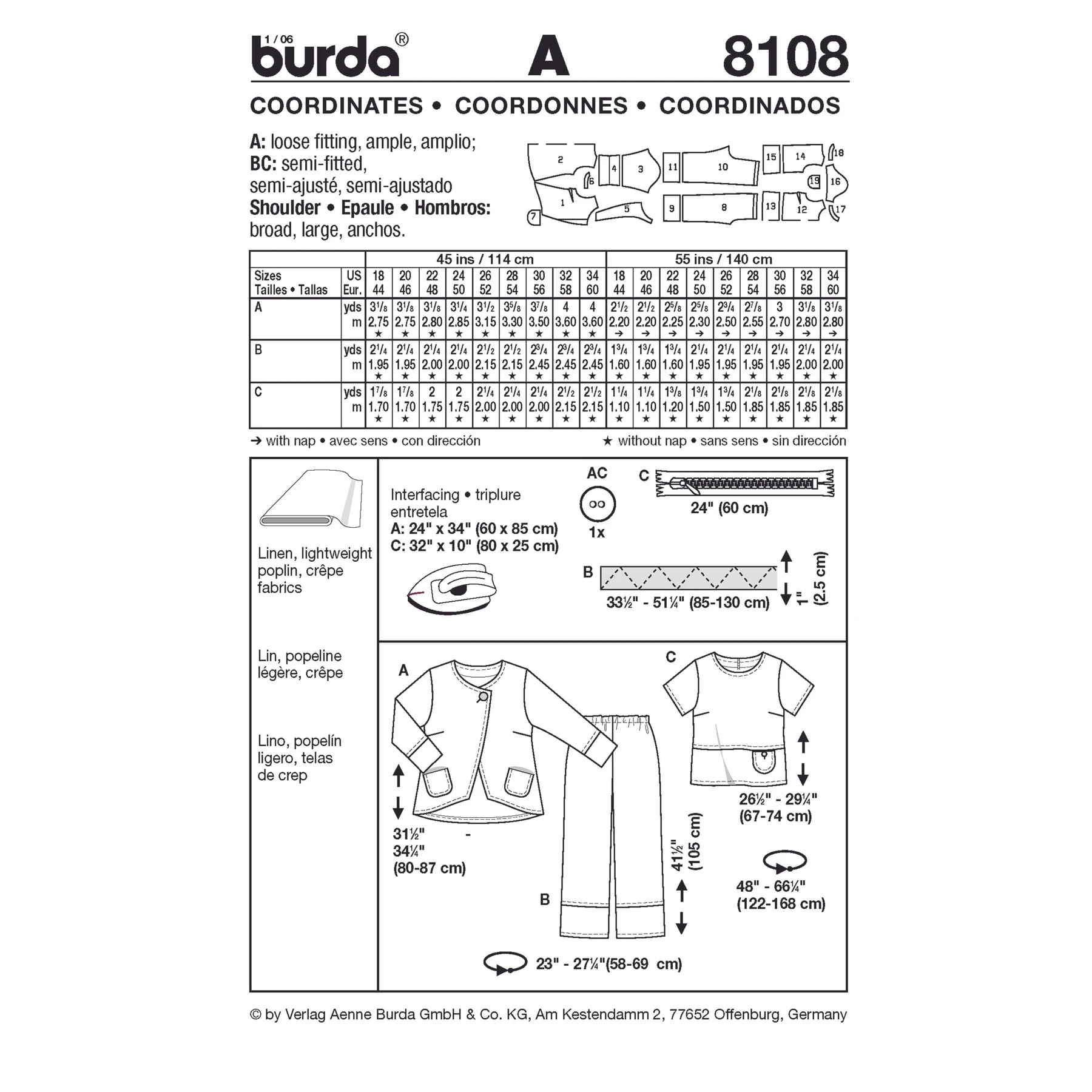 Burda Style Sewing Pattern Coordinates