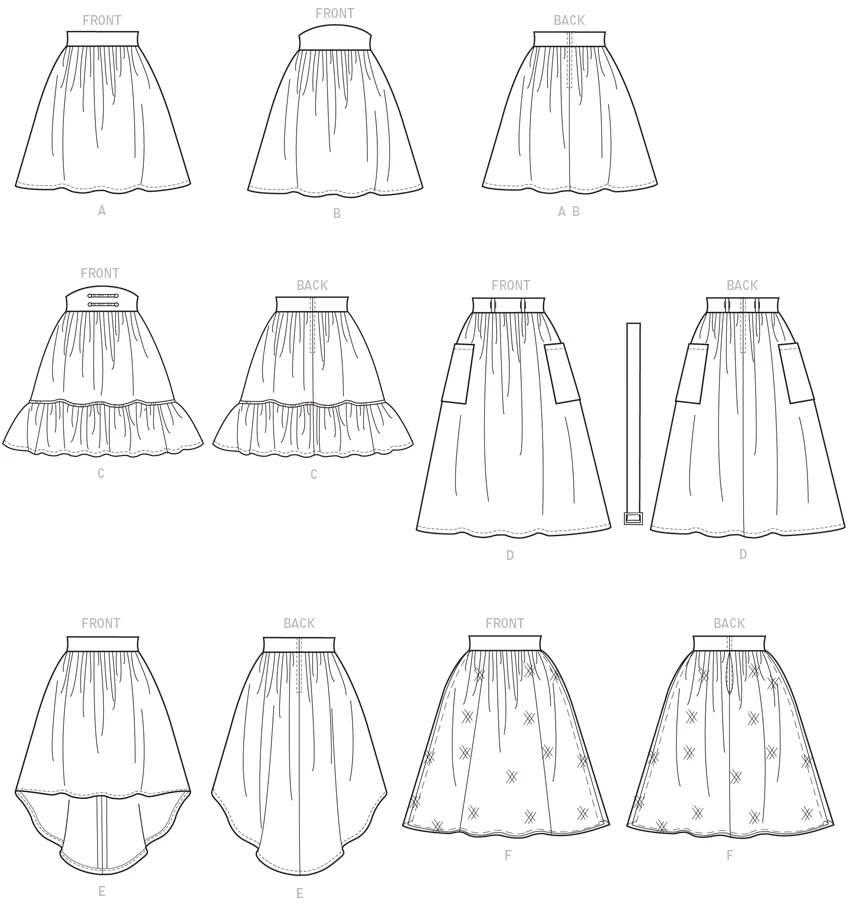 McCall's Sewing Pattern Misses' Gathered and Flared Skirts with Belt (PDF) 10 McCall's Sewing Pattern Misses' Gathered and Flared Skirts with Belt (PDF)
