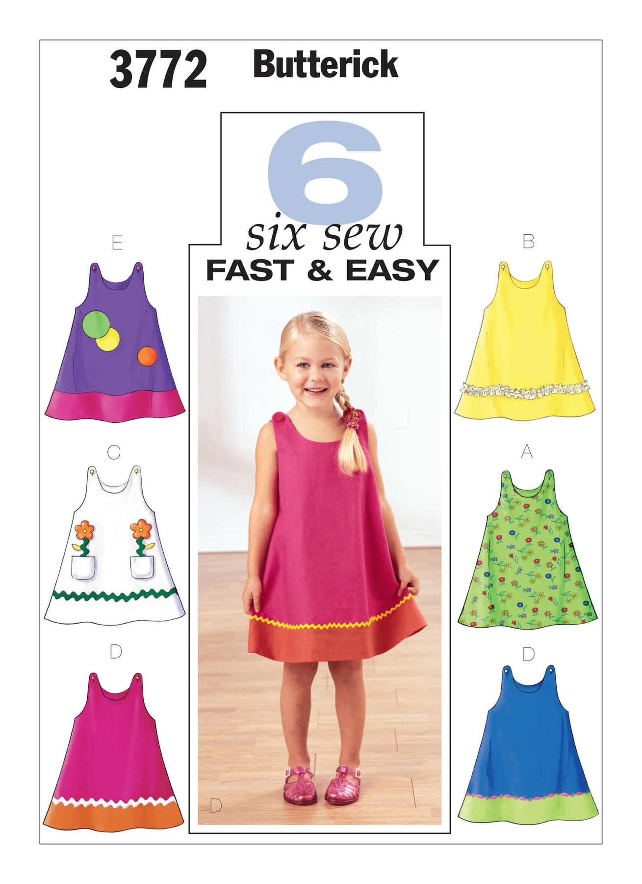 Butterick Sewing Pattern Toddlers'/Children's Button-Shoulder Dresses 1 Butterick Sewing Pattern Toddlers'/Children's Button-Shoulder Dresses