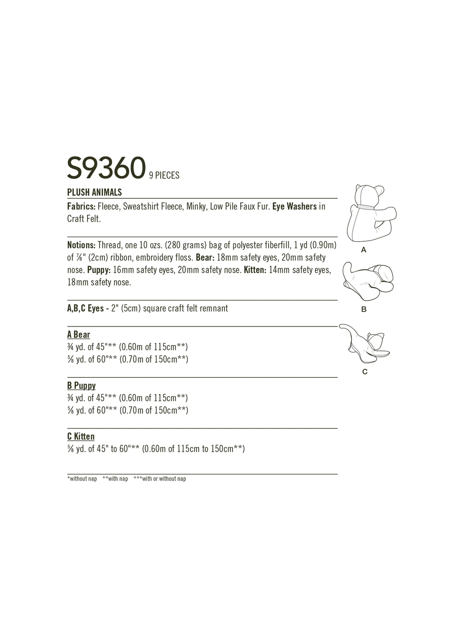 Simplicity Sewing Pattern Plush Animals (PDF) 3 Simplicity Sewing Pattern Plush Animals (PDF)