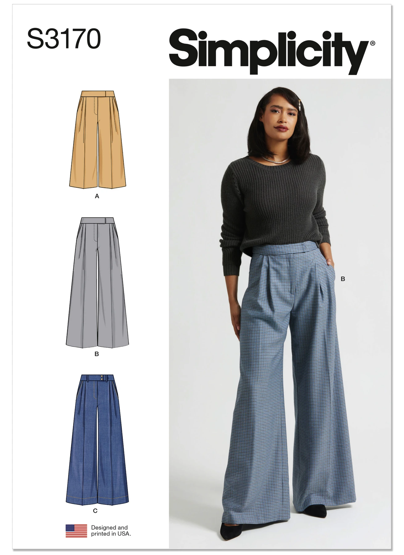 Simplicity Sewing Pattern Misses' Wide Leg Pleated Pants with Length and Waistband Variations (PDF) 1 Simplicity Sewing Pattern Misses' Wide Leg Pleated Pants with Length and Waistband Variations (PDF)