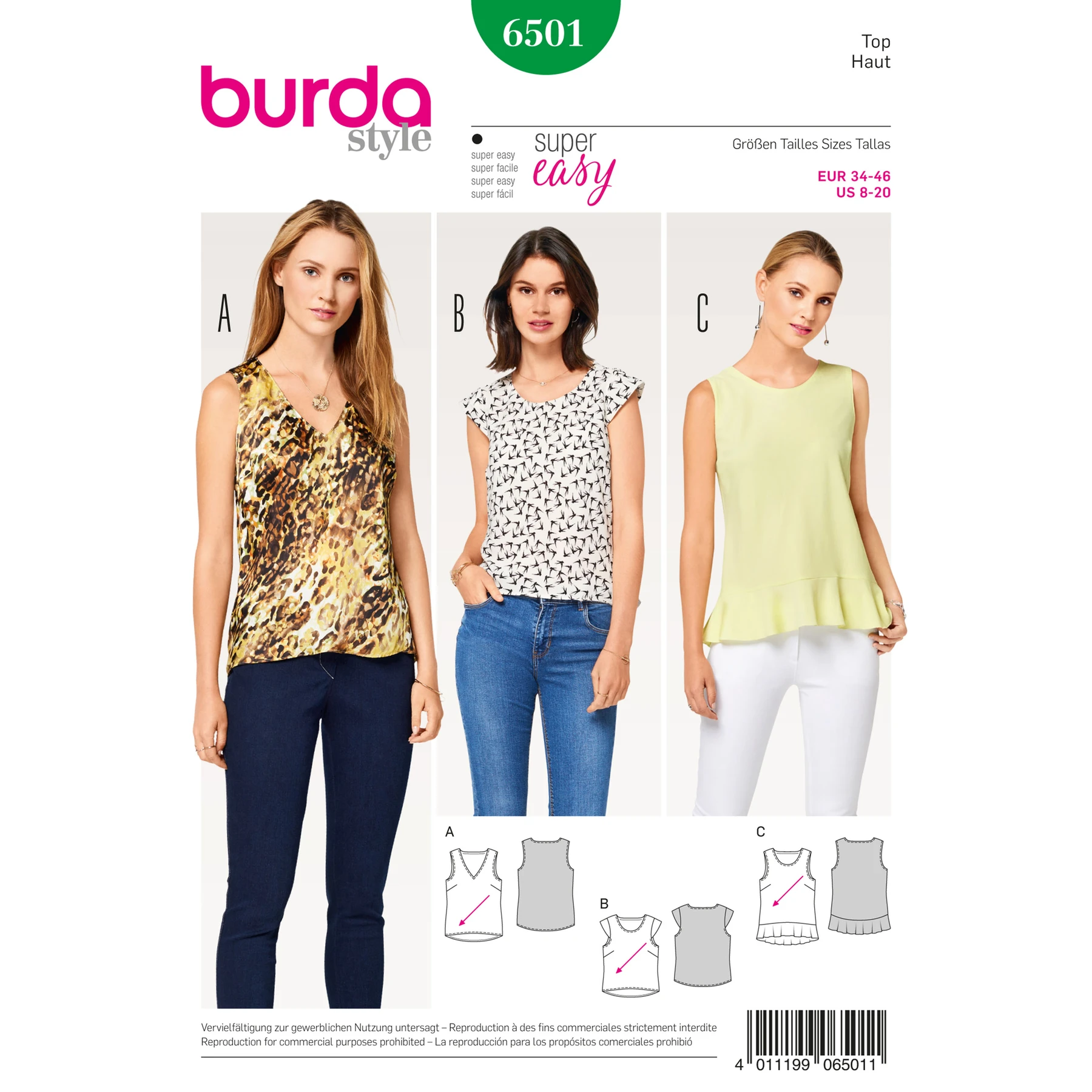 Burda Style Sewing Pattern Misses' Top with Flounce