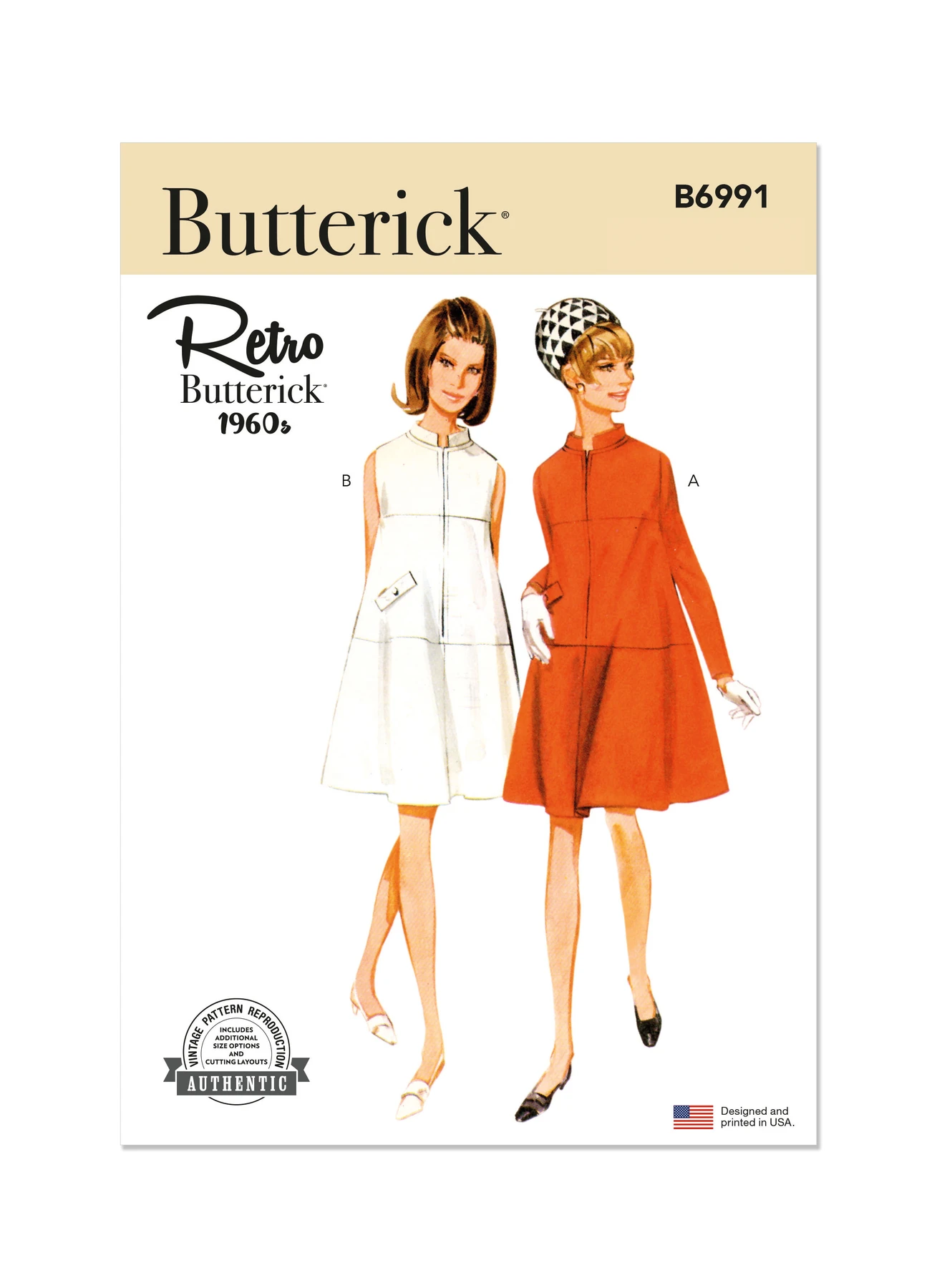 Butterick Sewing Pattern 1960s Misses' Dress with Sleeve Variations 1 Butterick Sewing Pattern 1960s Misses' Dress with Sleeve Variations